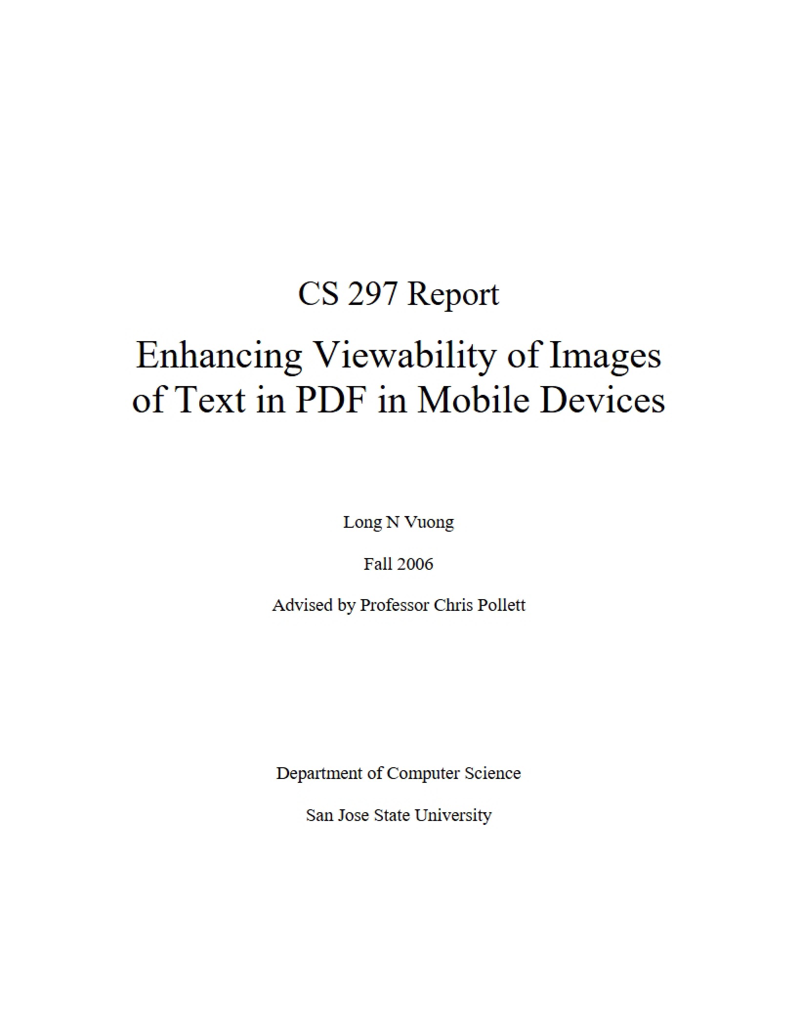 Project Report - CS 297