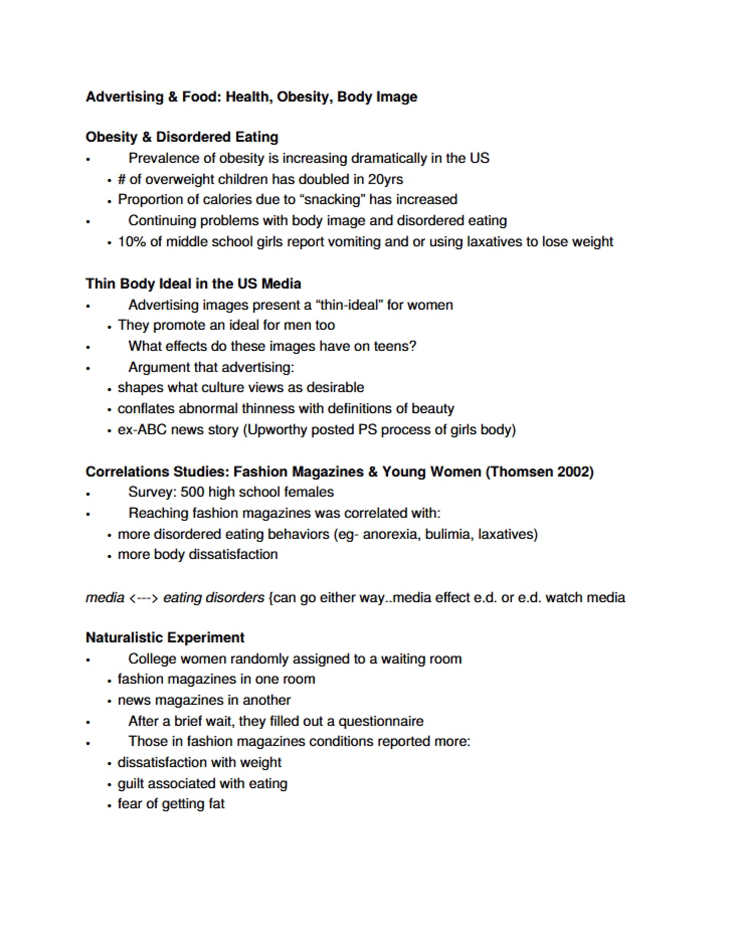 Body Image, Health, Obesity, and Food Advertising