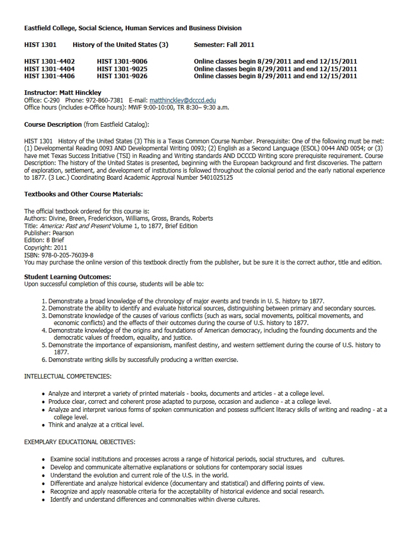 Syllabus - 3 Pages