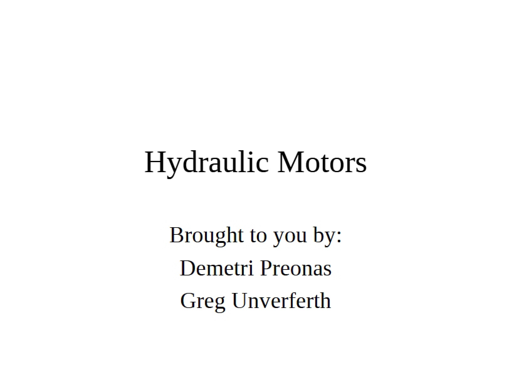 Motors using Hydraulics