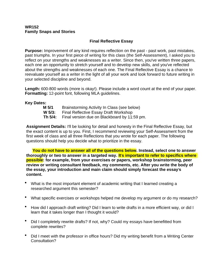 Reflective Essay - Final Draft