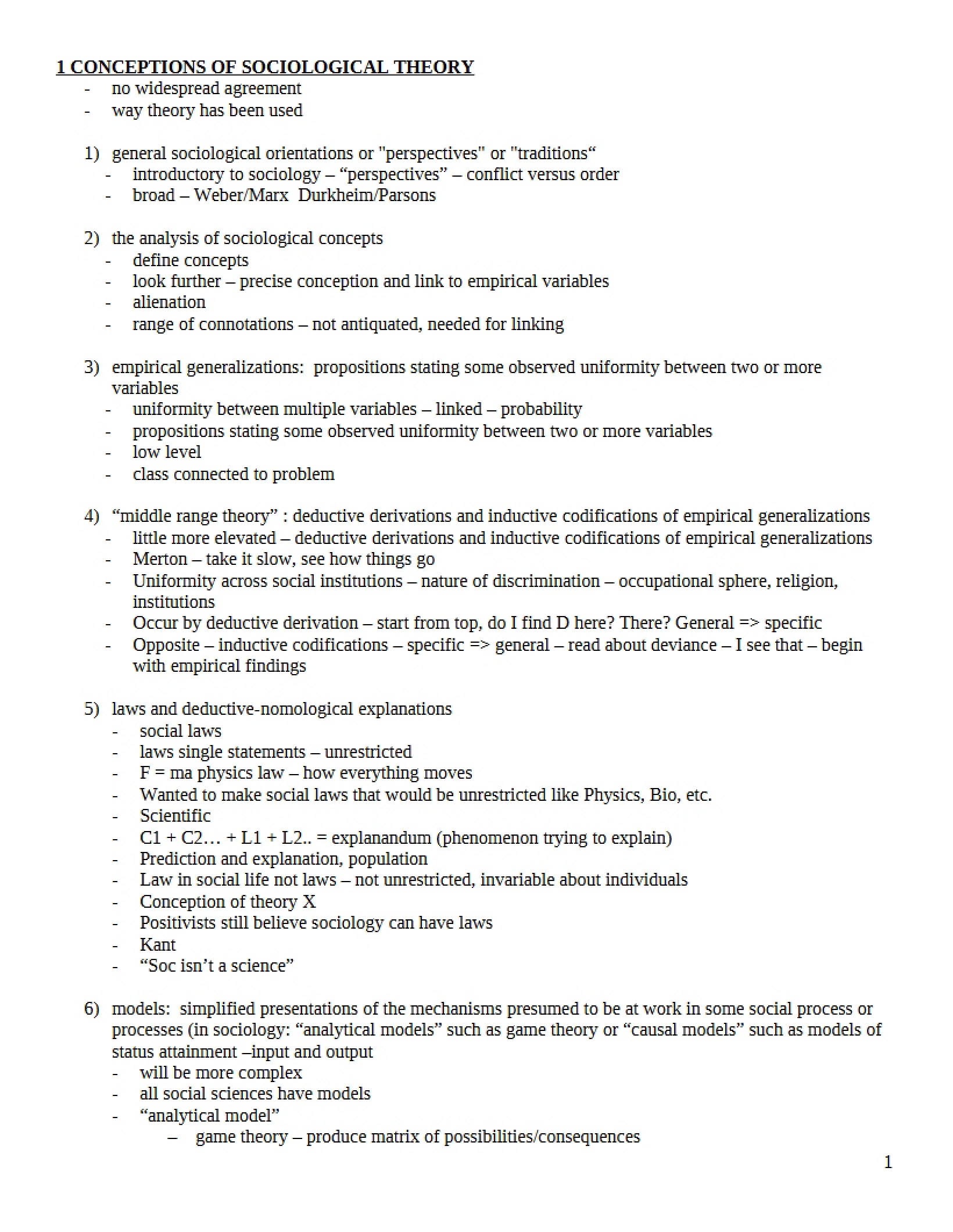 Sociological Theory Conceptions