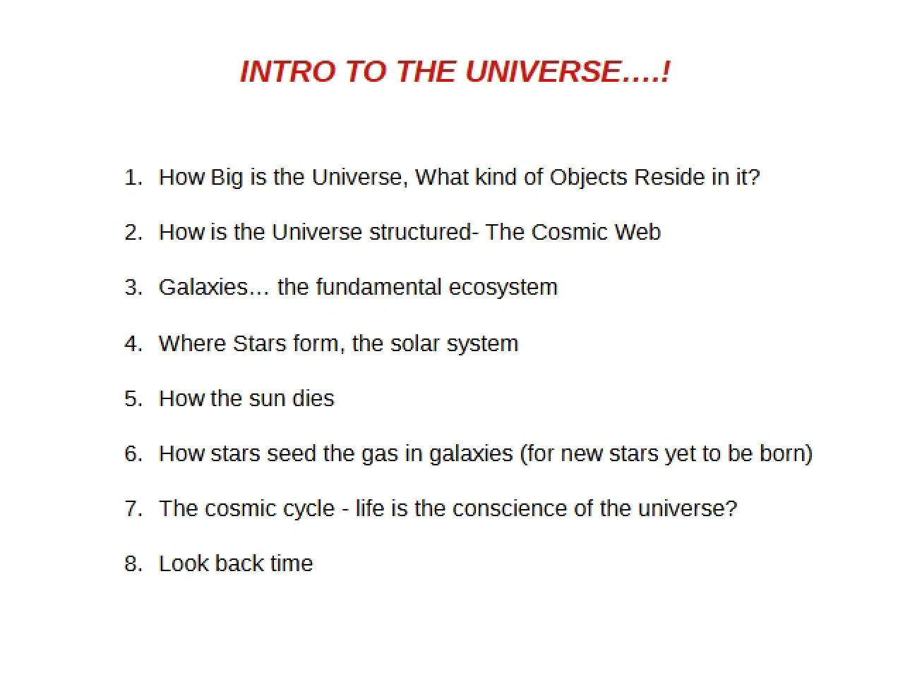 Introductory Guide to the Universe