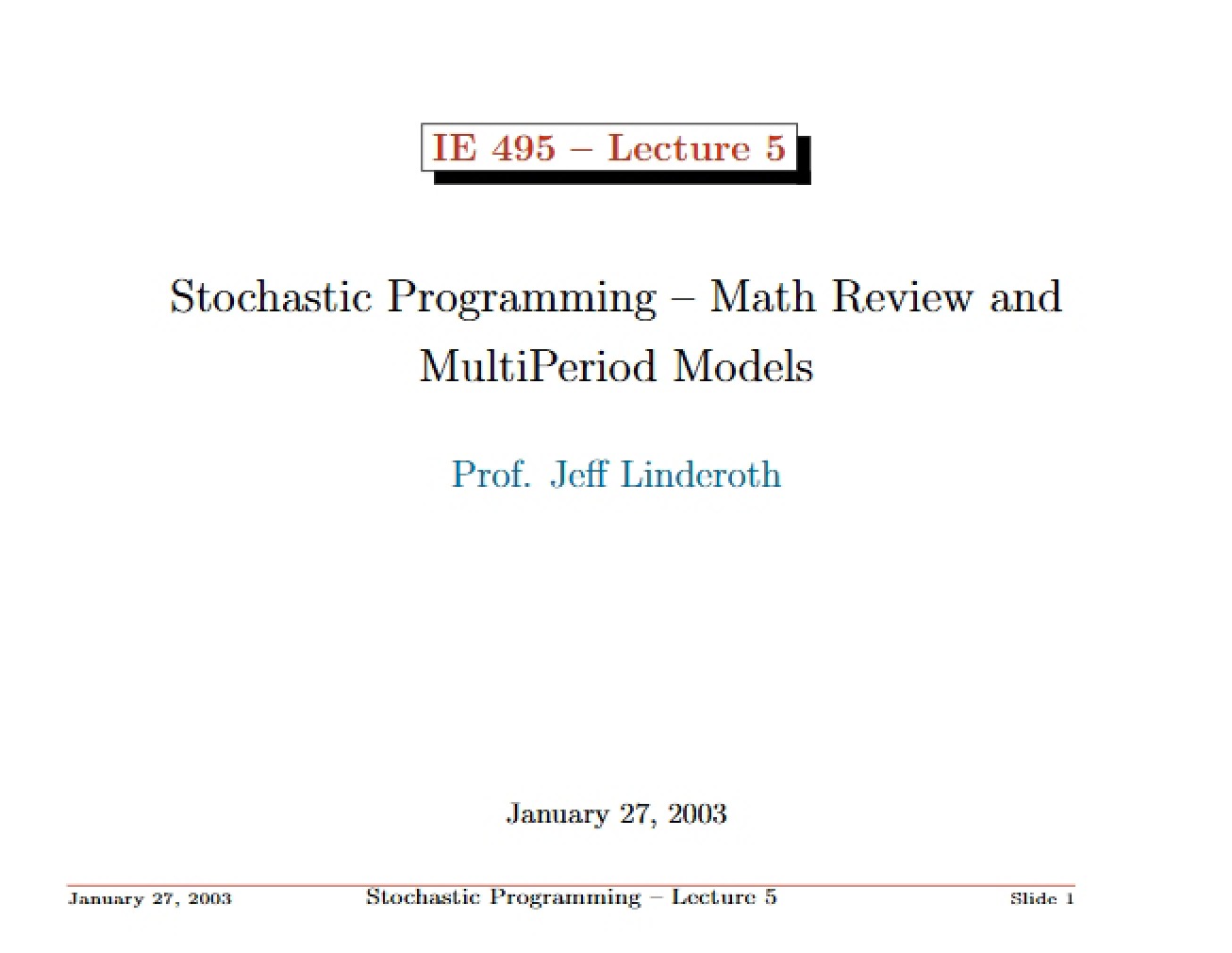 Lecture Five