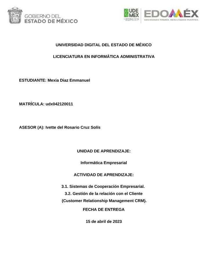 Actividad 3.1 y 3.2 - CRM, EPM, SCM
