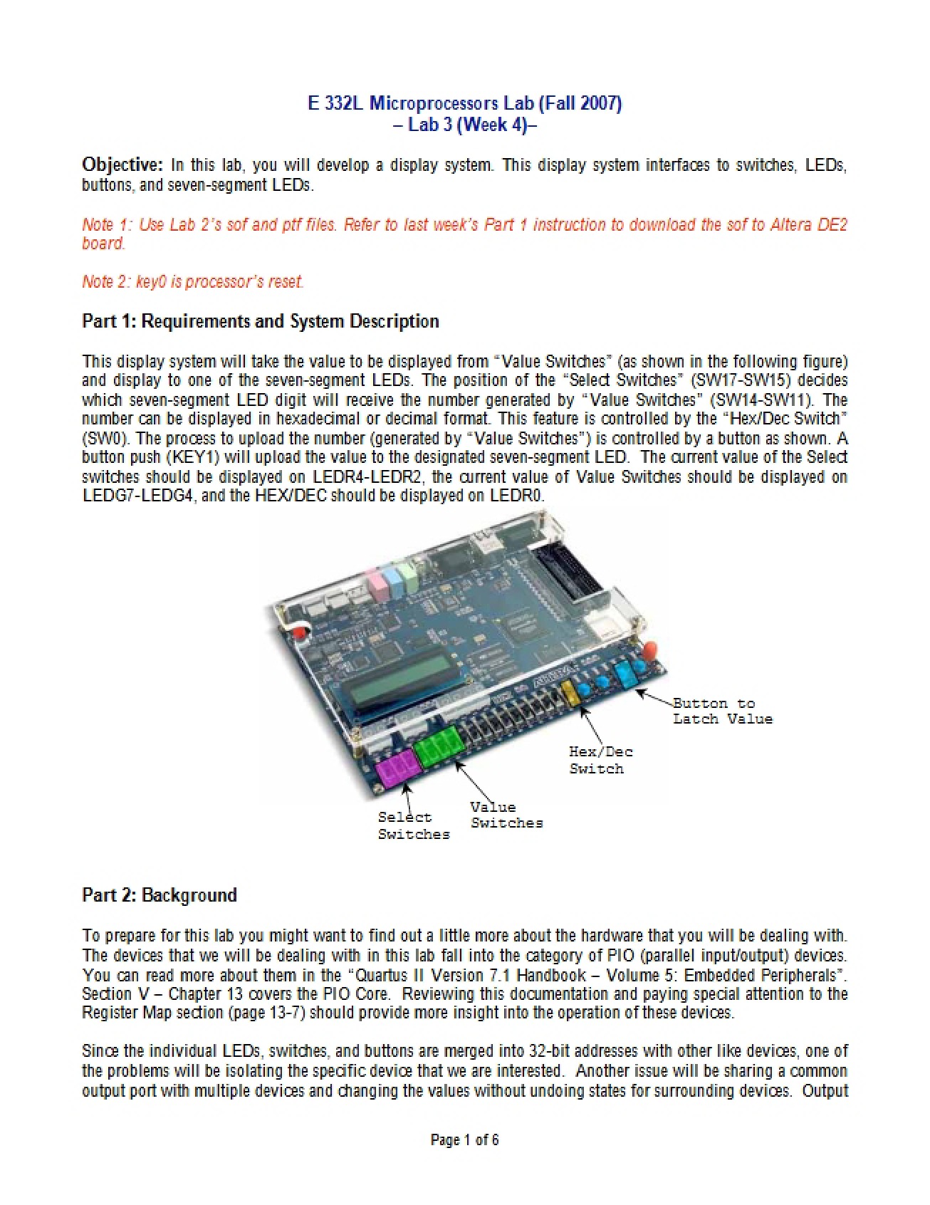 Third Lab for the Microprocessors Laboratory