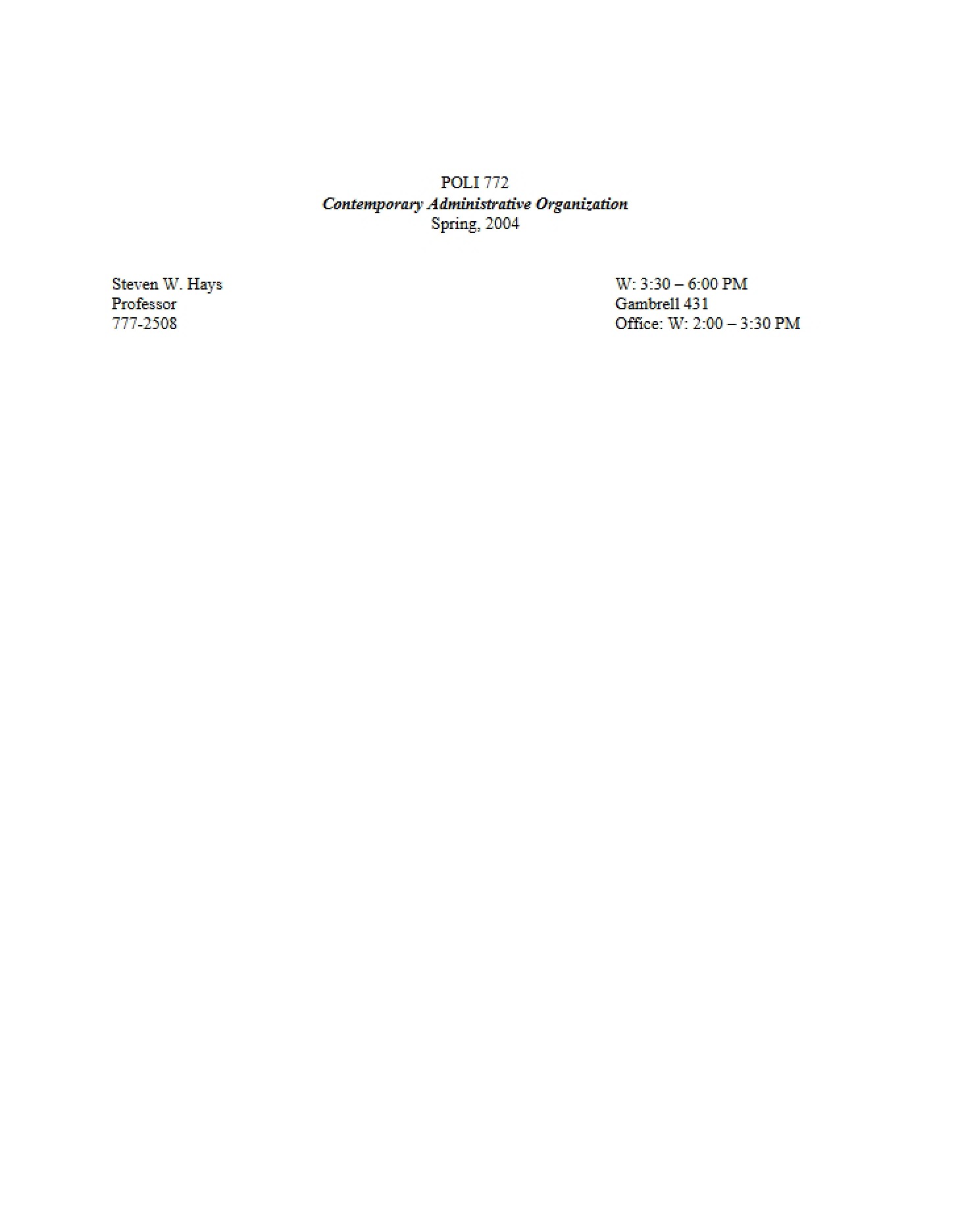 Syllabus for Course