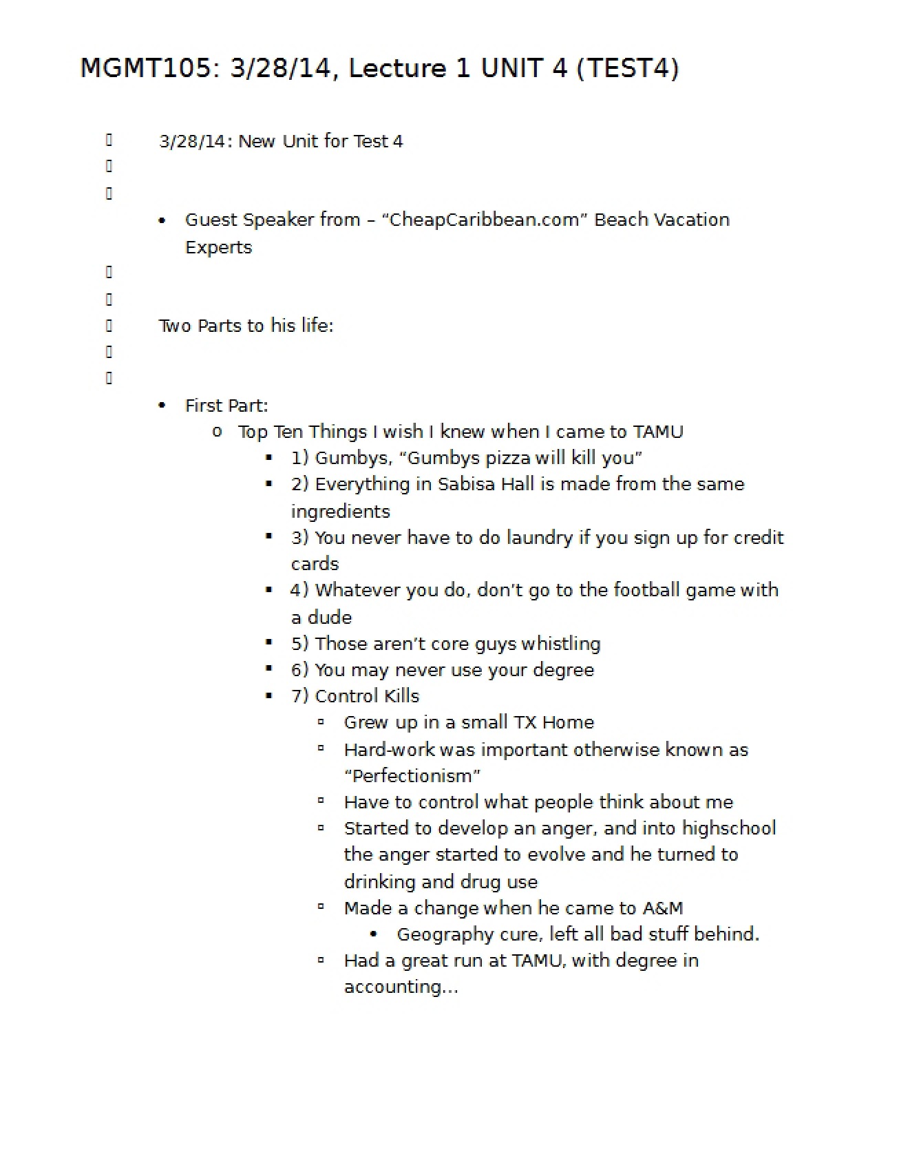 MGMT 105 Unit 4 (March 28)