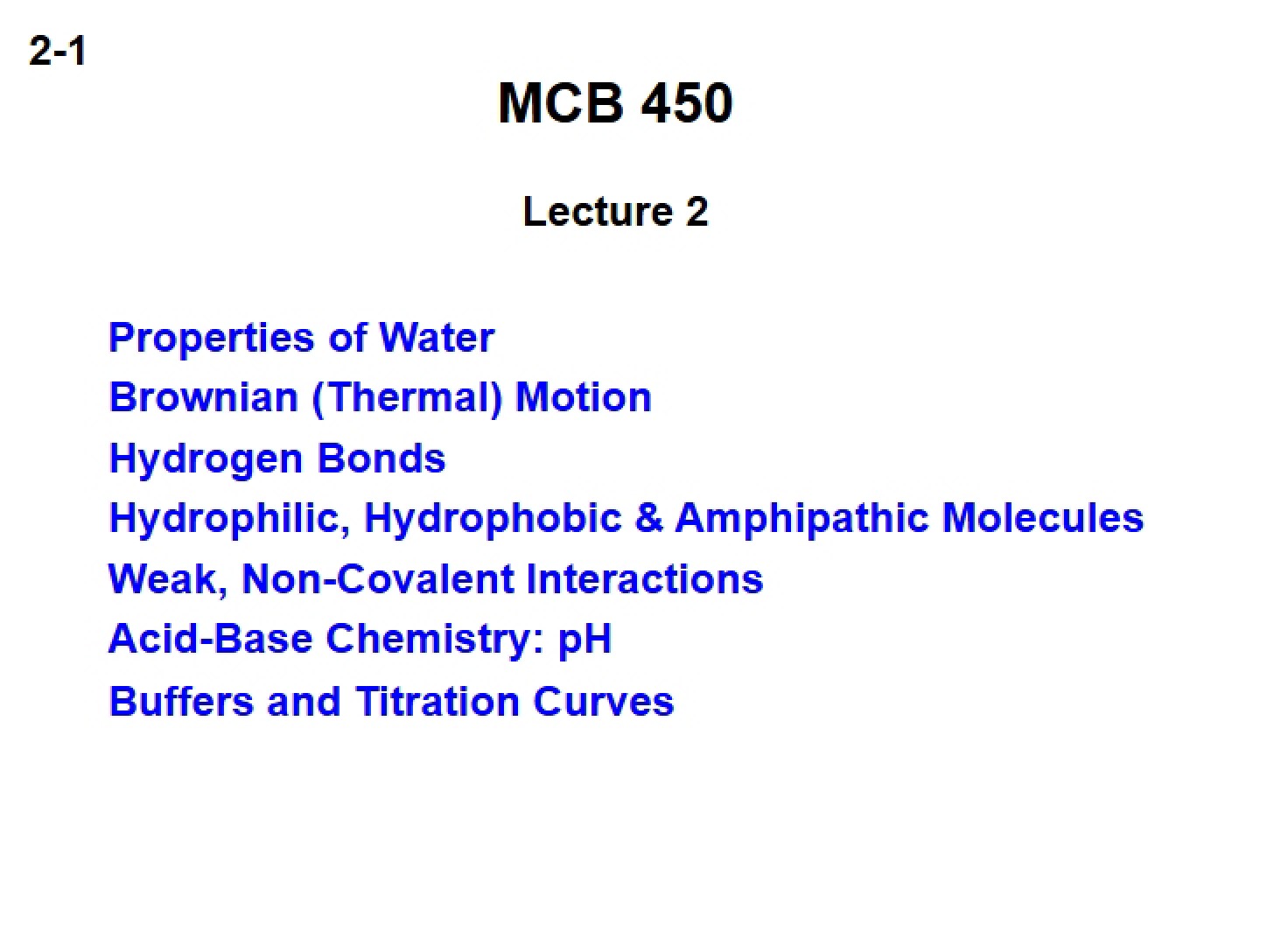 Second Lecture