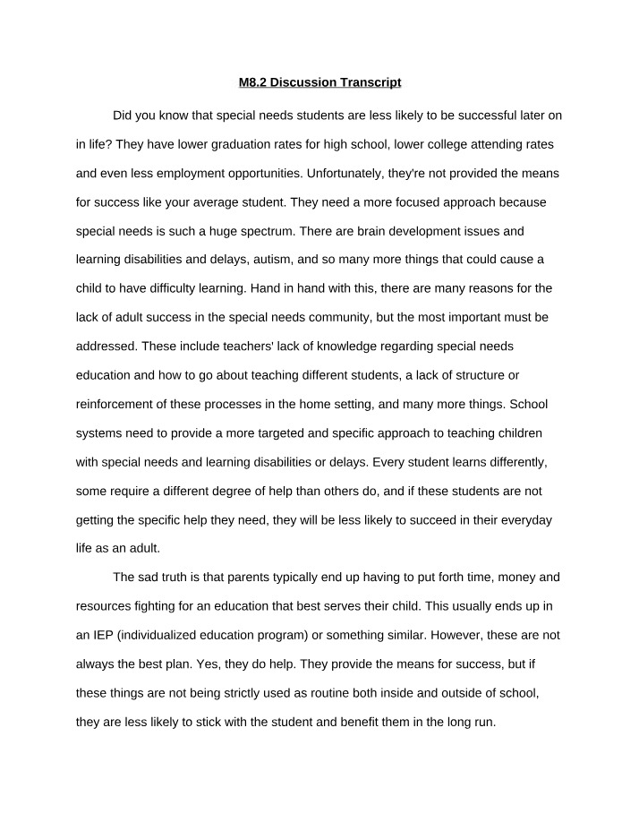 Discussion Transcript - M8.2