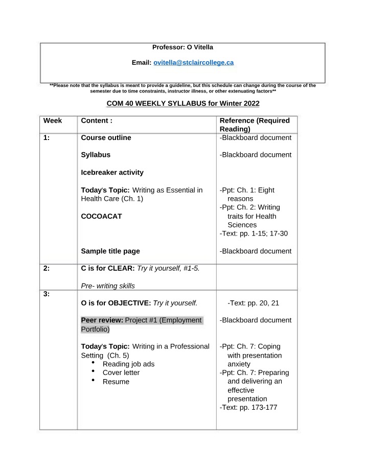 Winter 2022 Syllabus for COM 40