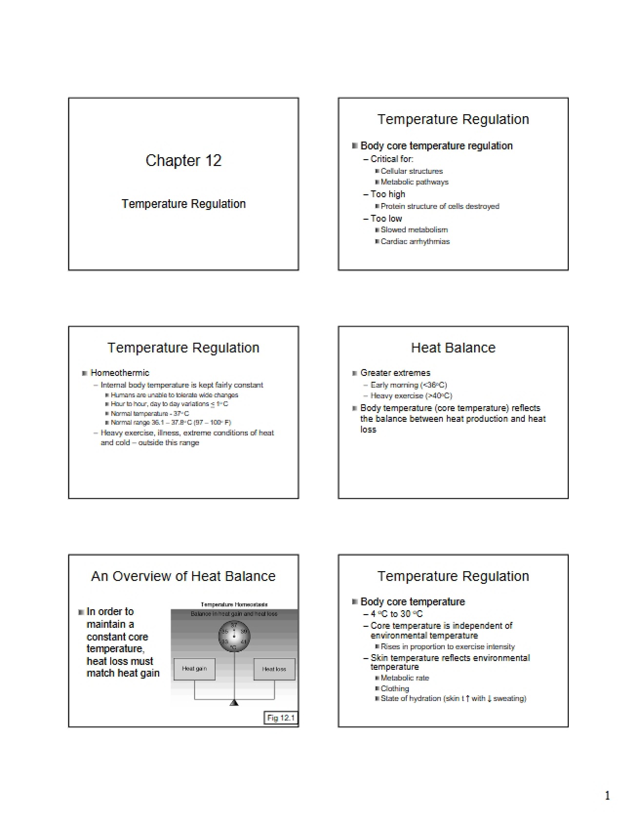 Mechanisms of Temperature Regulation