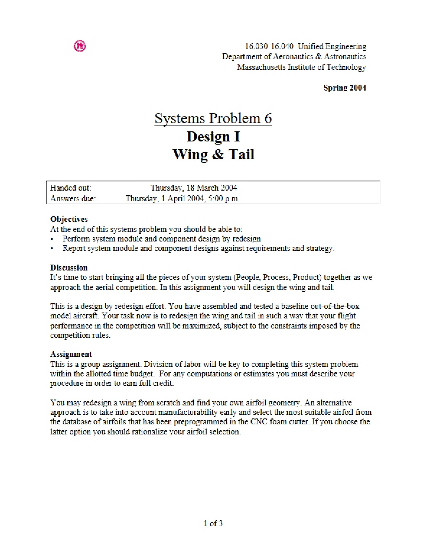 Sixth Systems Problem