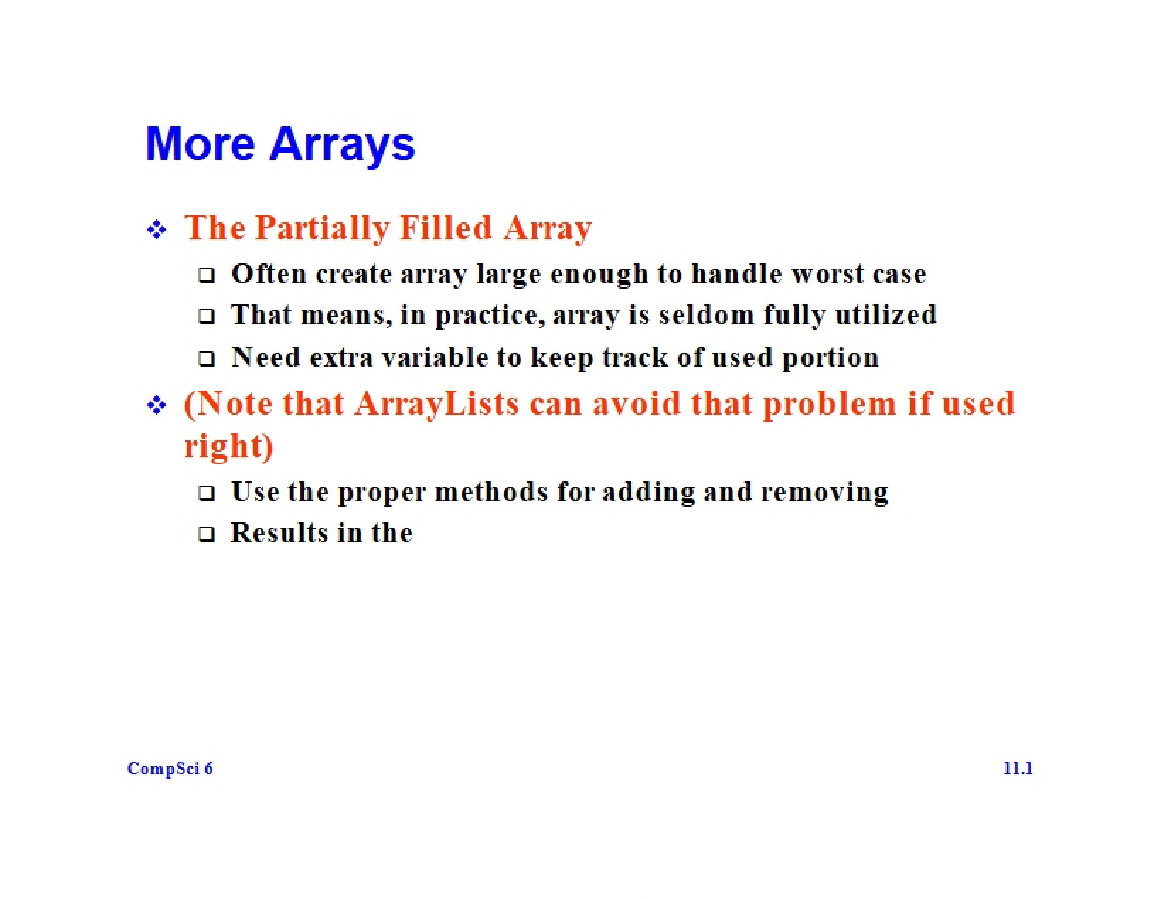 Advanced Arrays