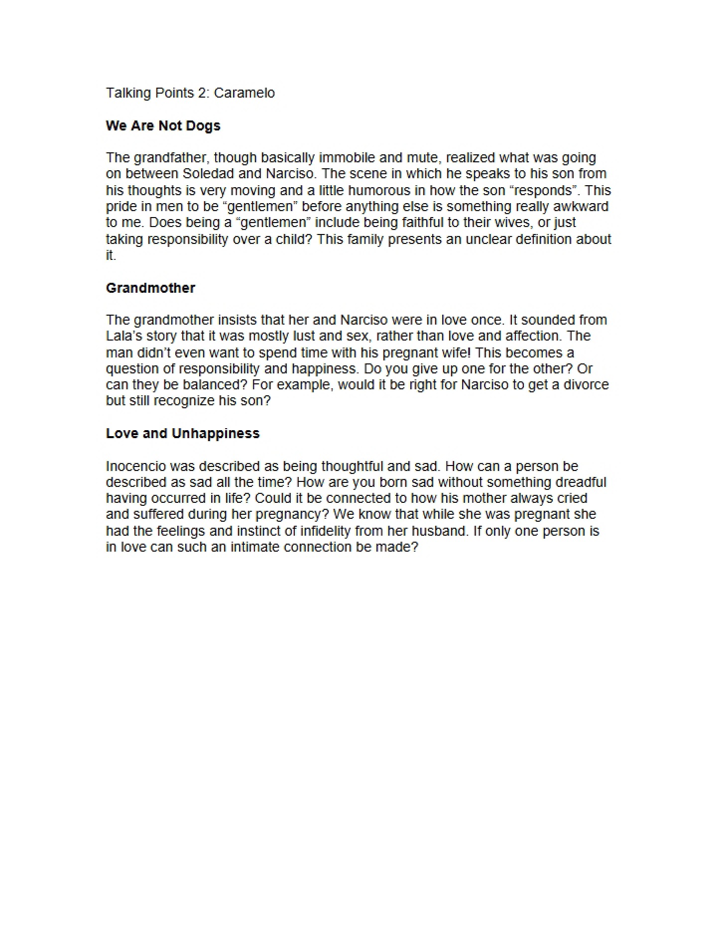 Second Set of Talking Points