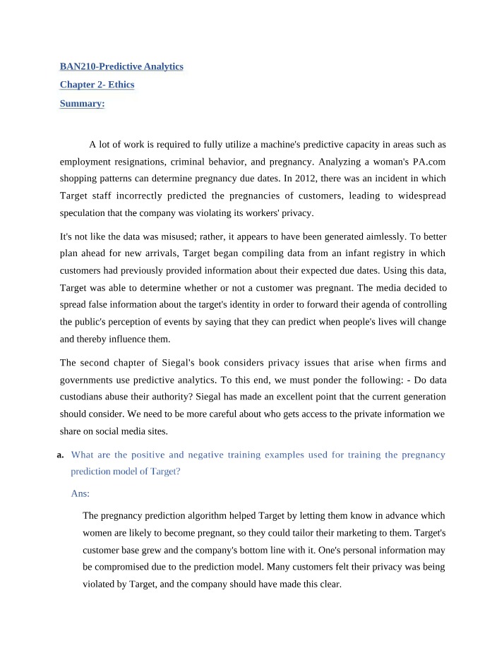 Privacy Issues - Ethical Considerations in Predictive Analytics