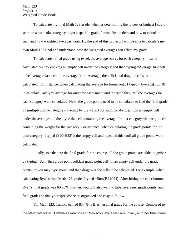 Weighted Grade Book - Project 1