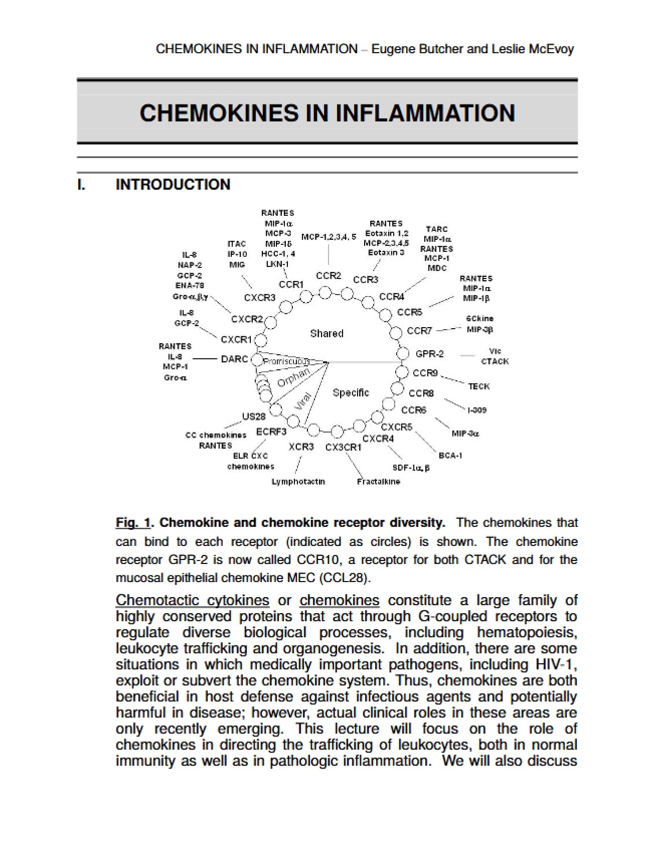 Role of Chemokines in Inflammation