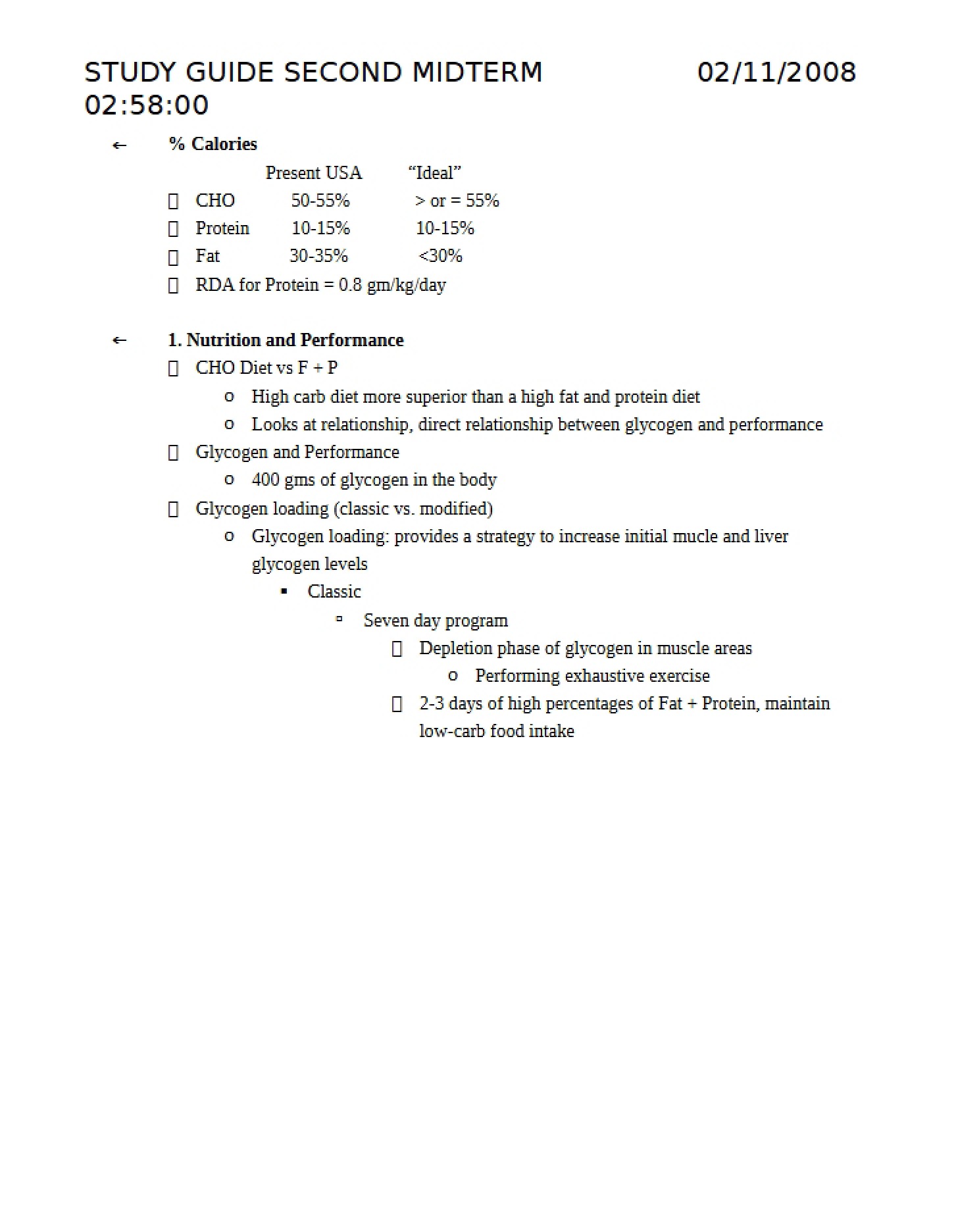 Study Guide for Exam Two