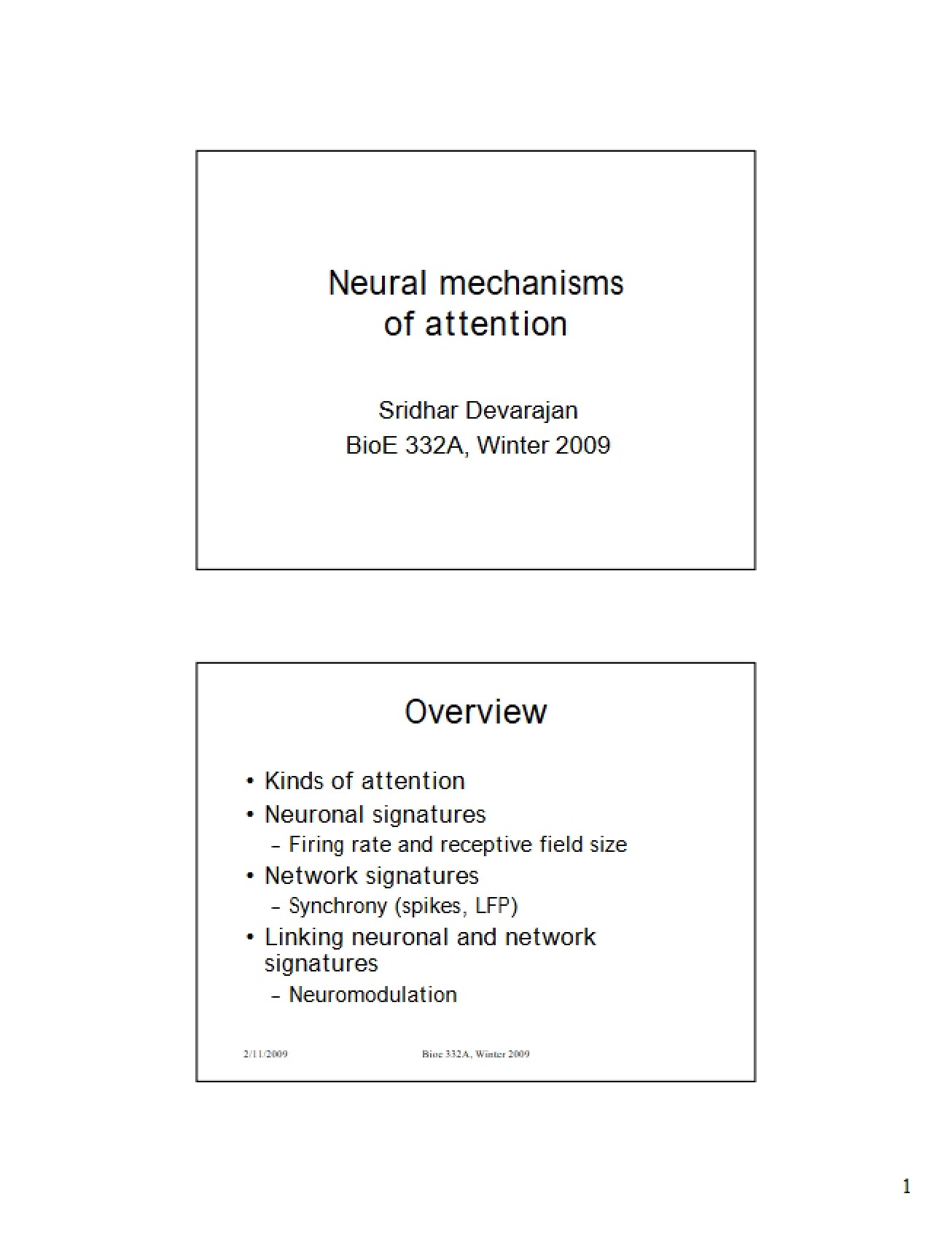 Neural Mechanisms of Attention - 9 Pages