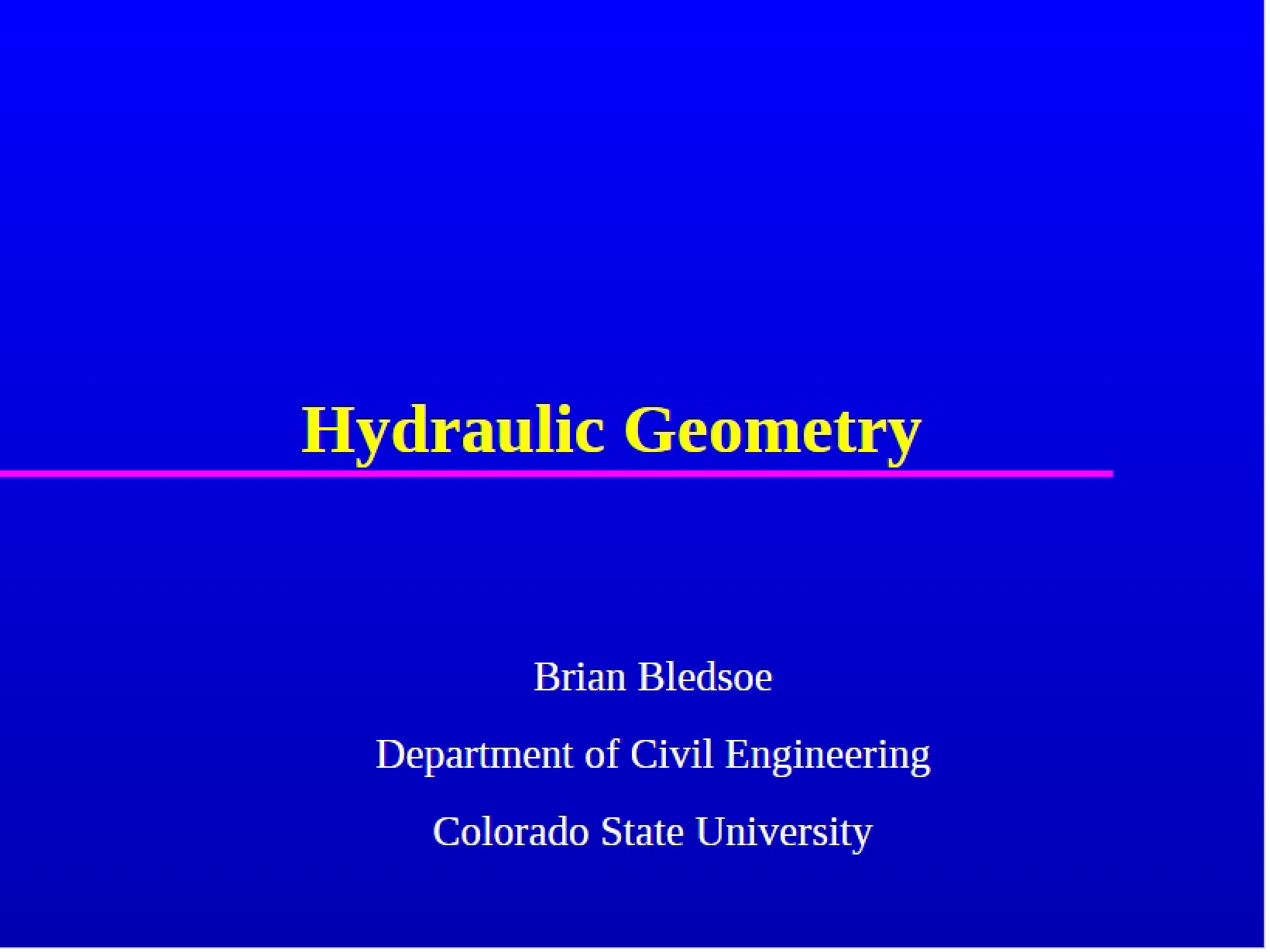 Geometry of Hydraulics