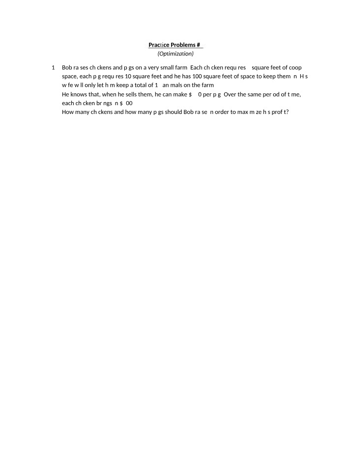Optimization Practice Problems 4