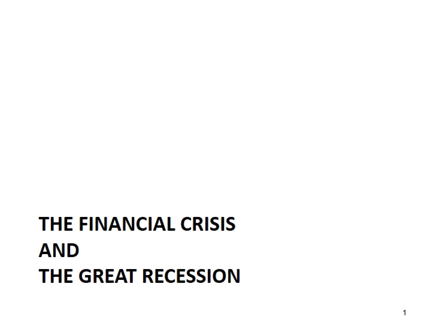 Crisis in Finance