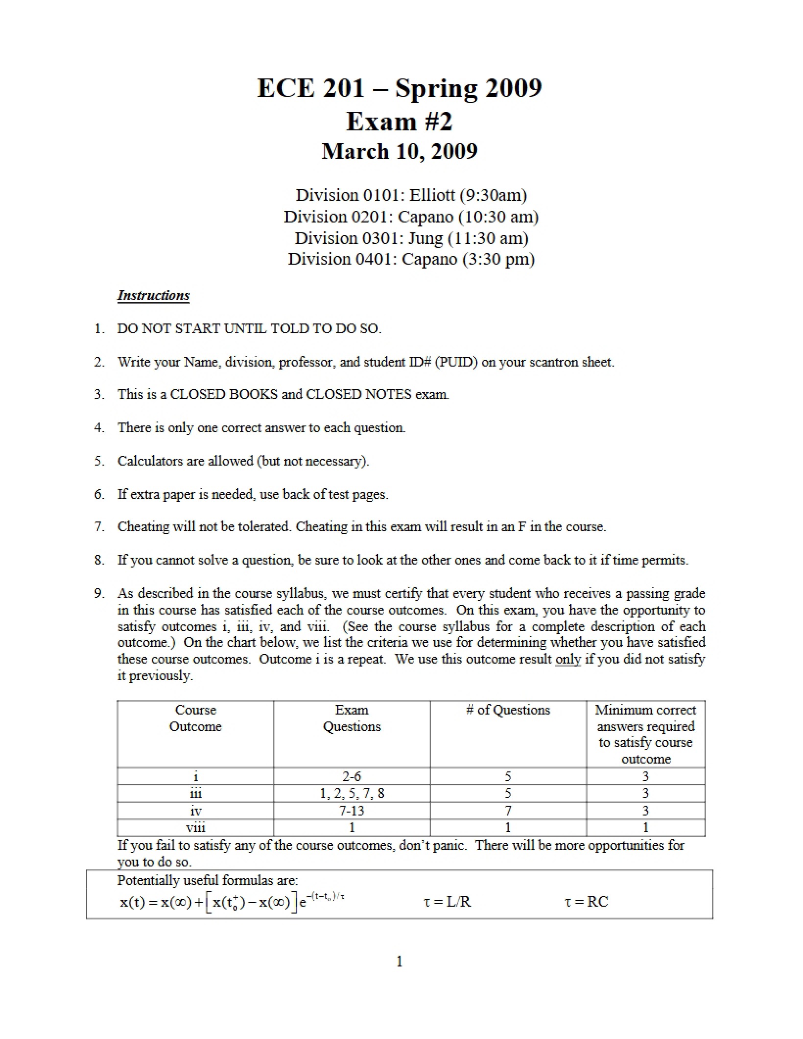 Spring 2009 Exam 2 - 8 Pages