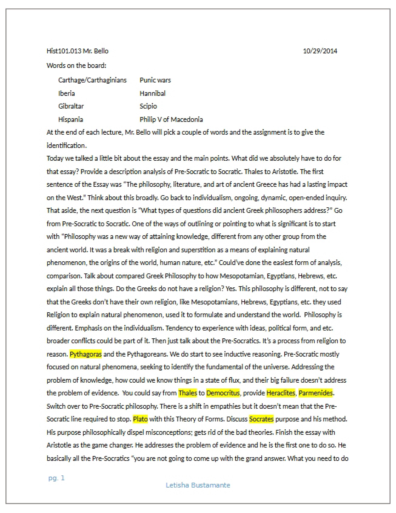 History Notes Oct 29, 2014