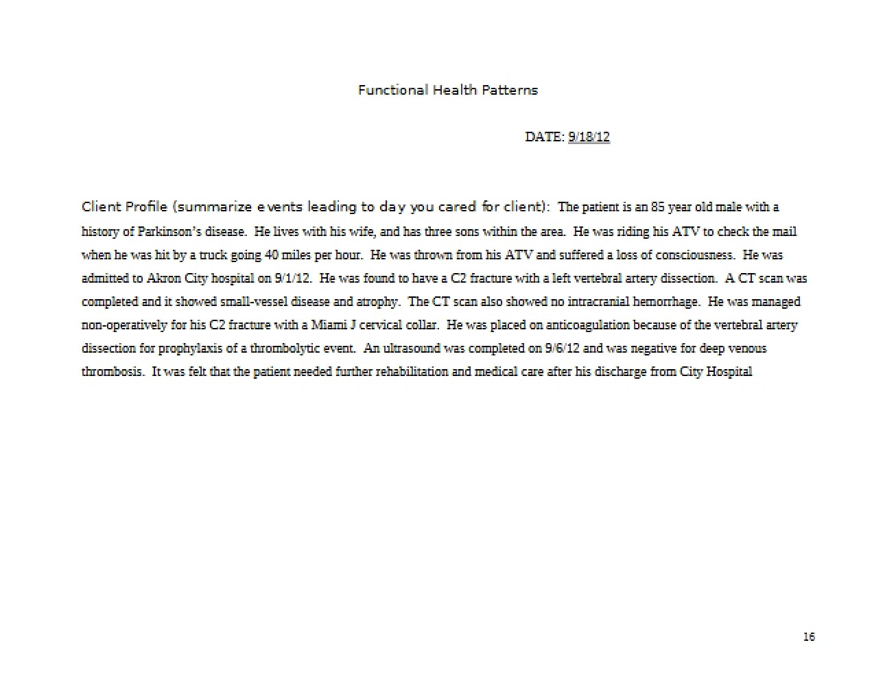 Patterns of Functional Health