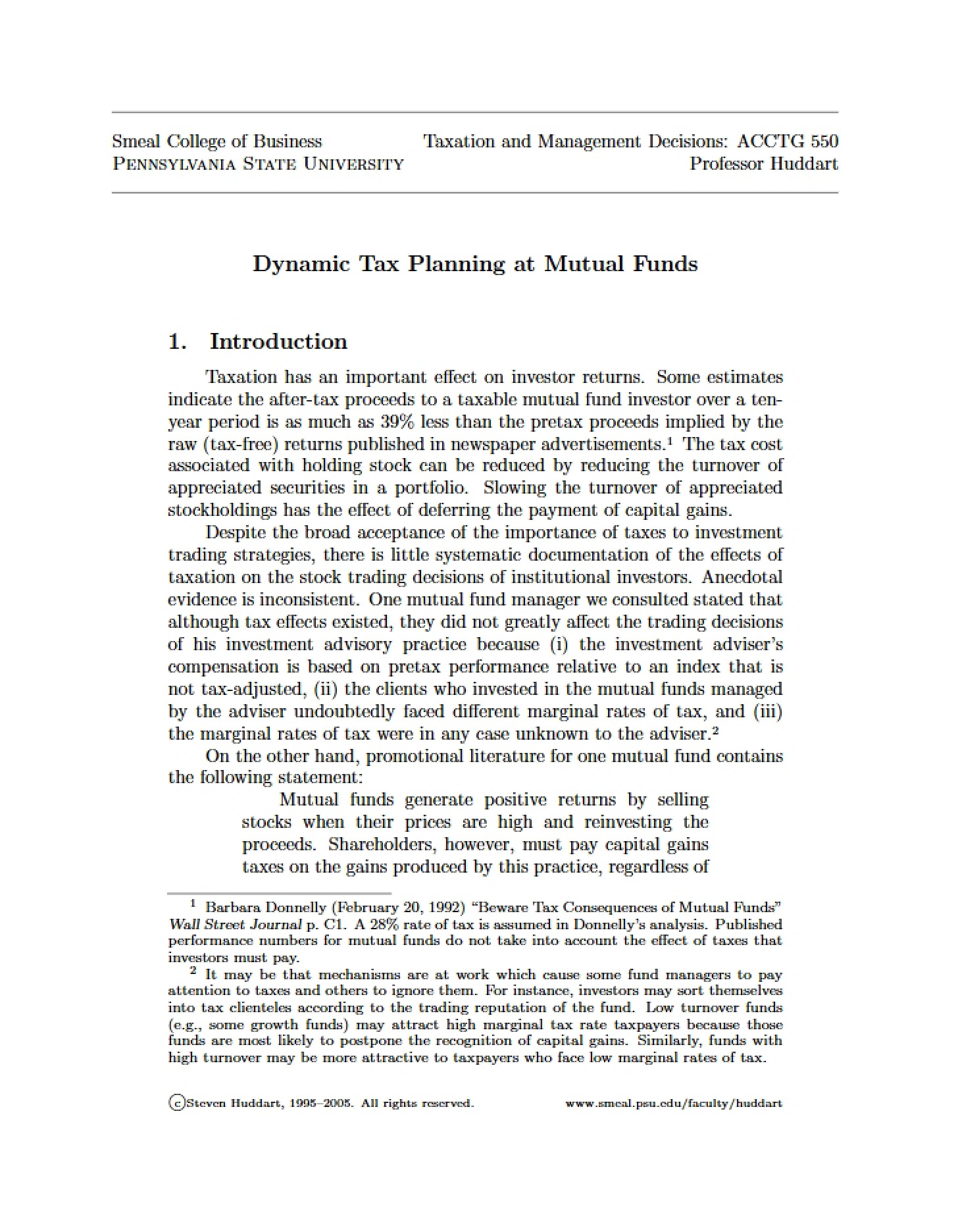 Mutual Funds Dynamic Tax Planning