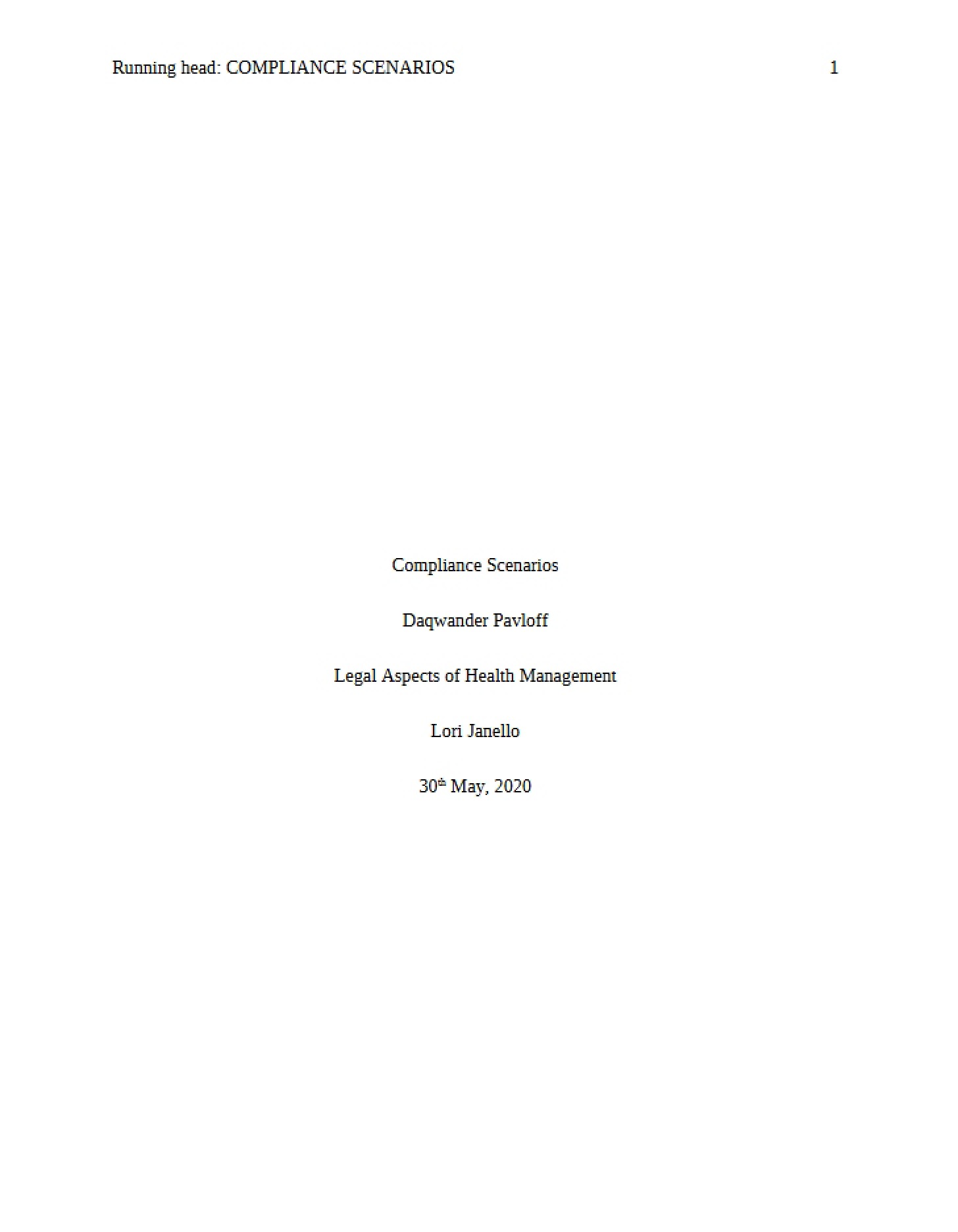 Scenarios for Compliance