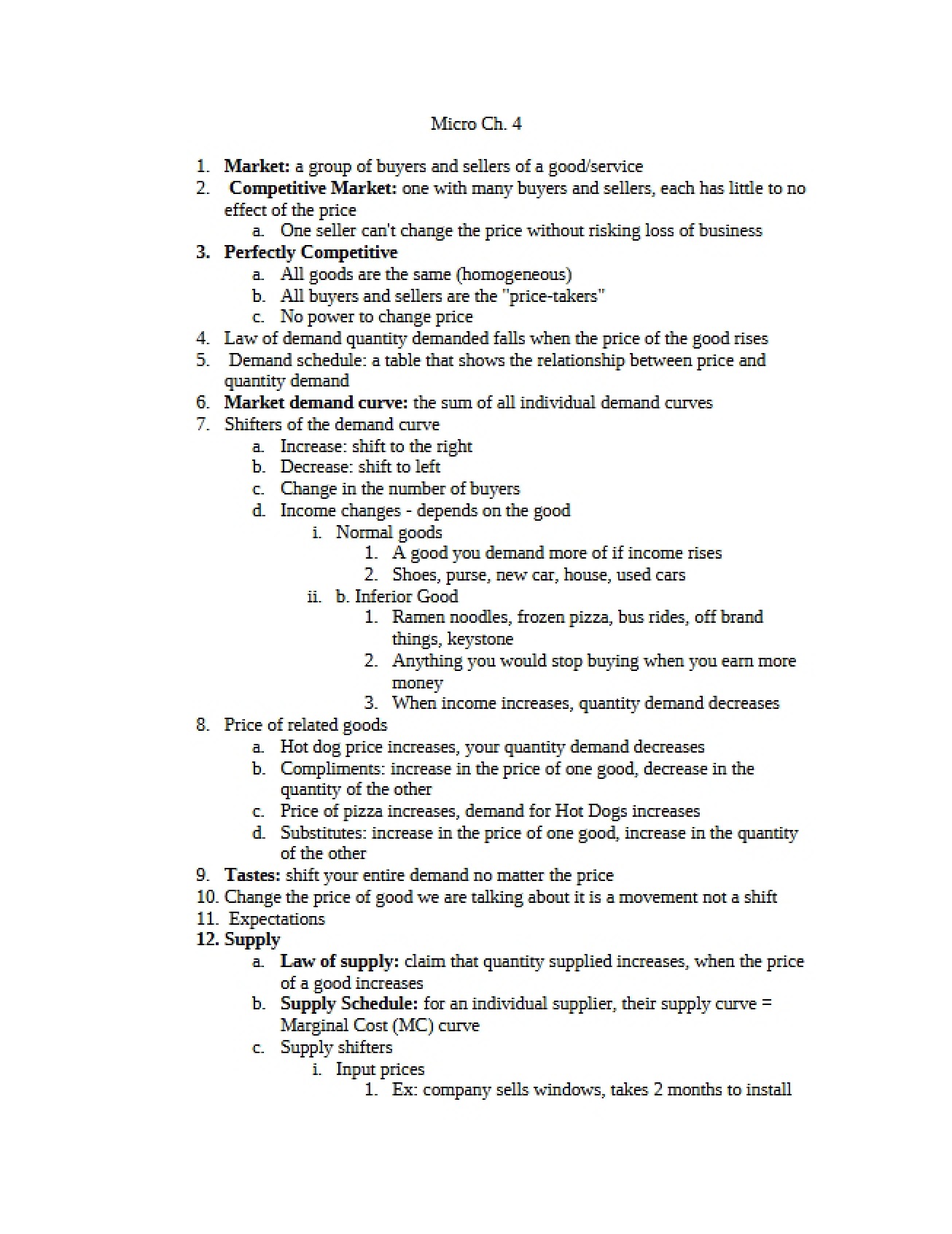 Microeconomics Chapter 4