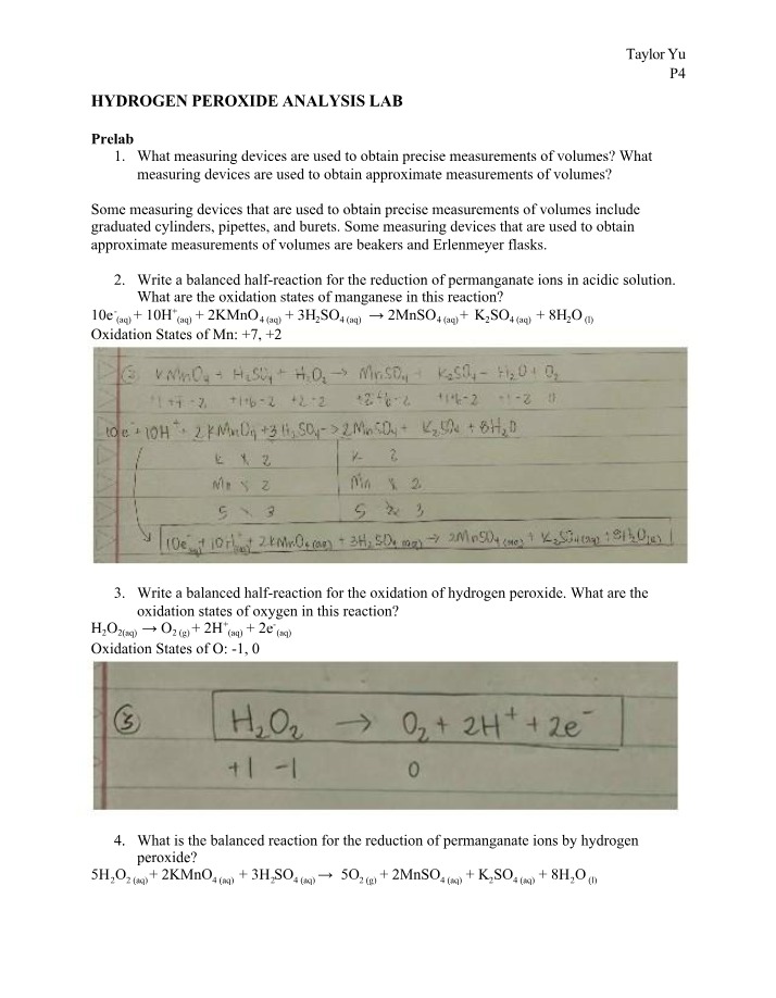 Hydrogen Peroxide Lab Analysis