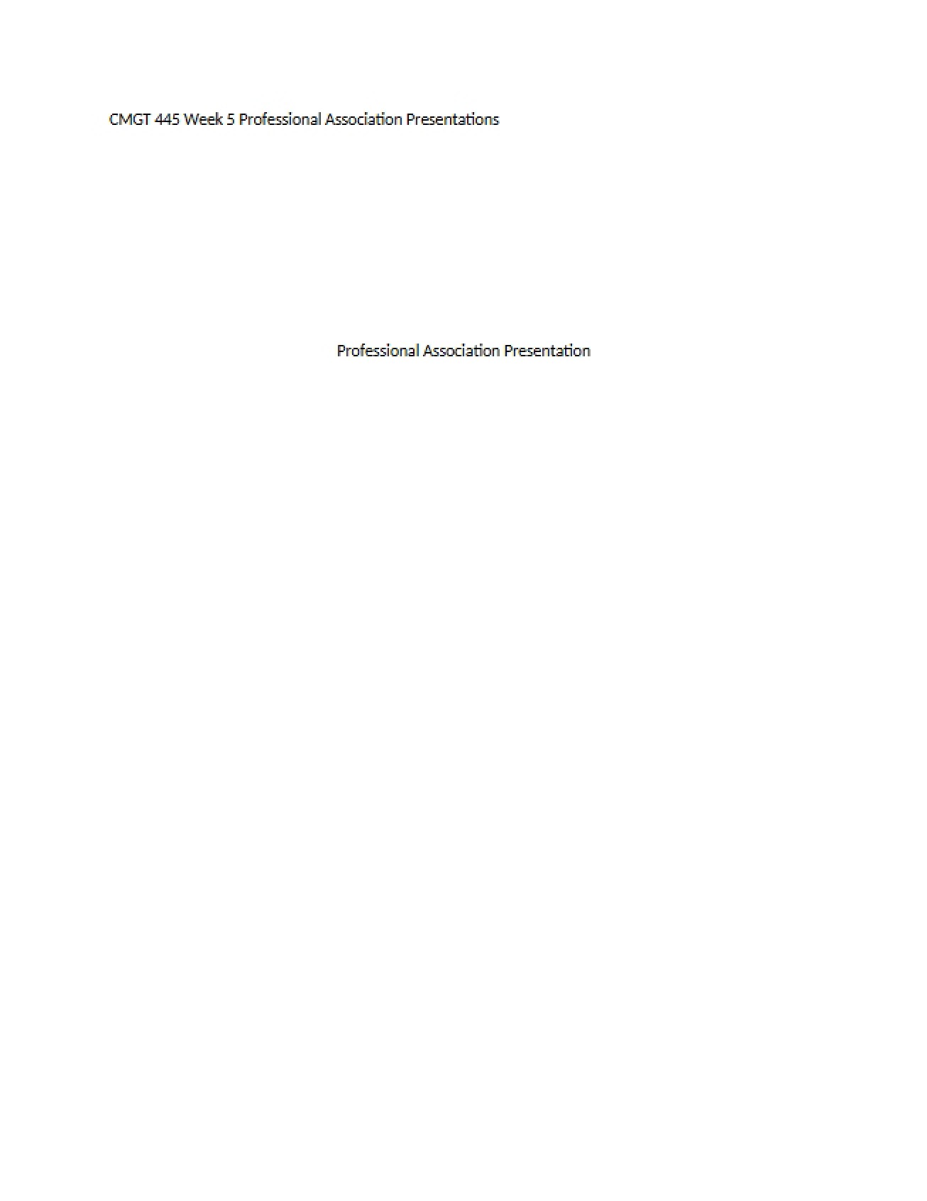 Presentation for Professional Group