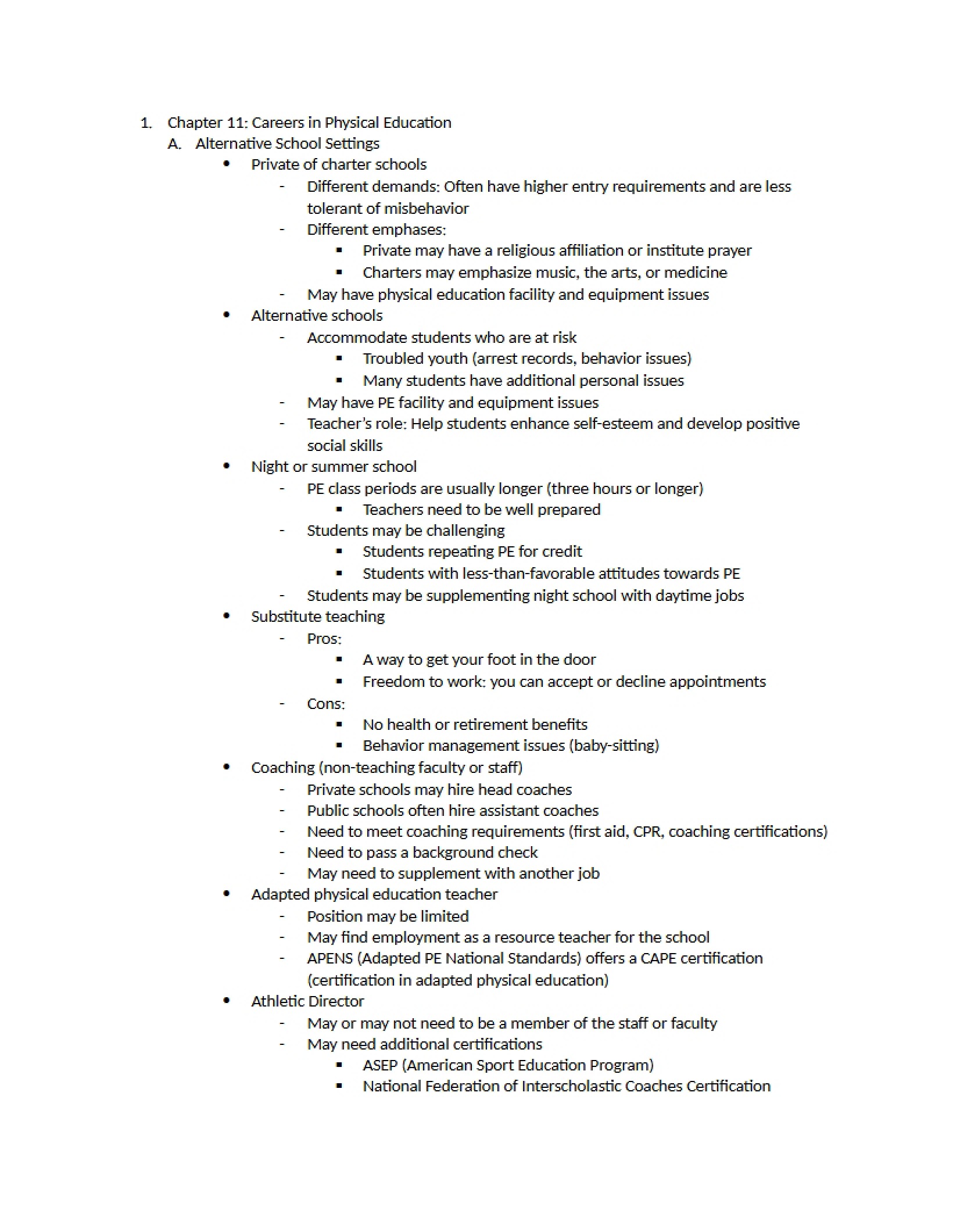 PE Careers Chapter Eleven