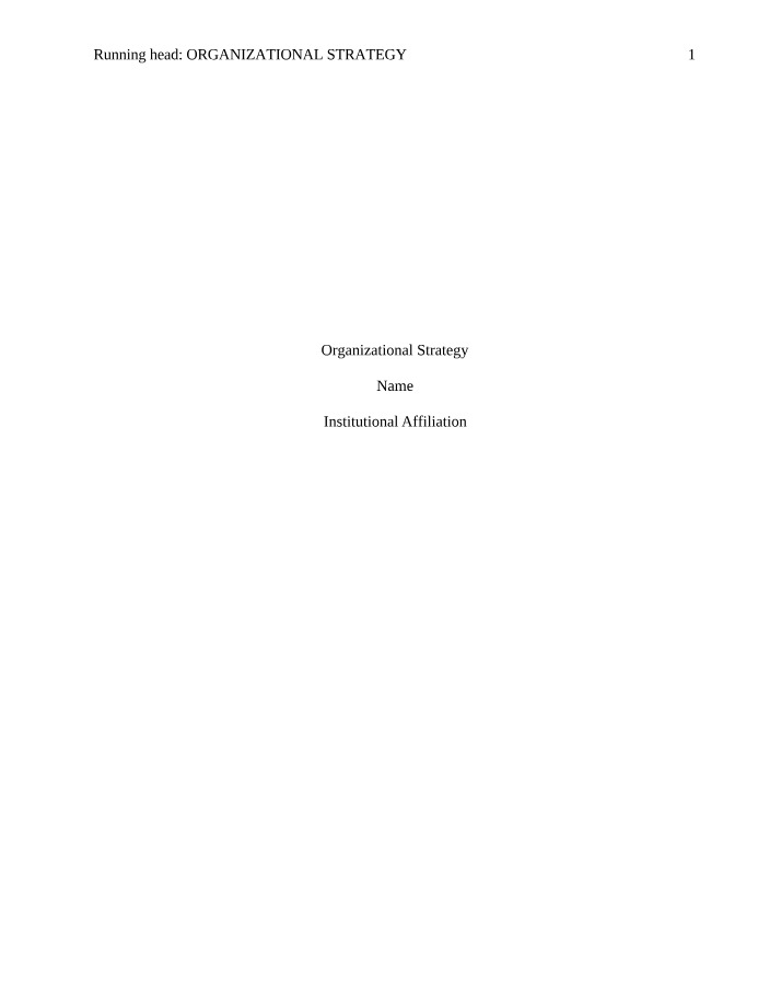 Organizational Strategy Overview