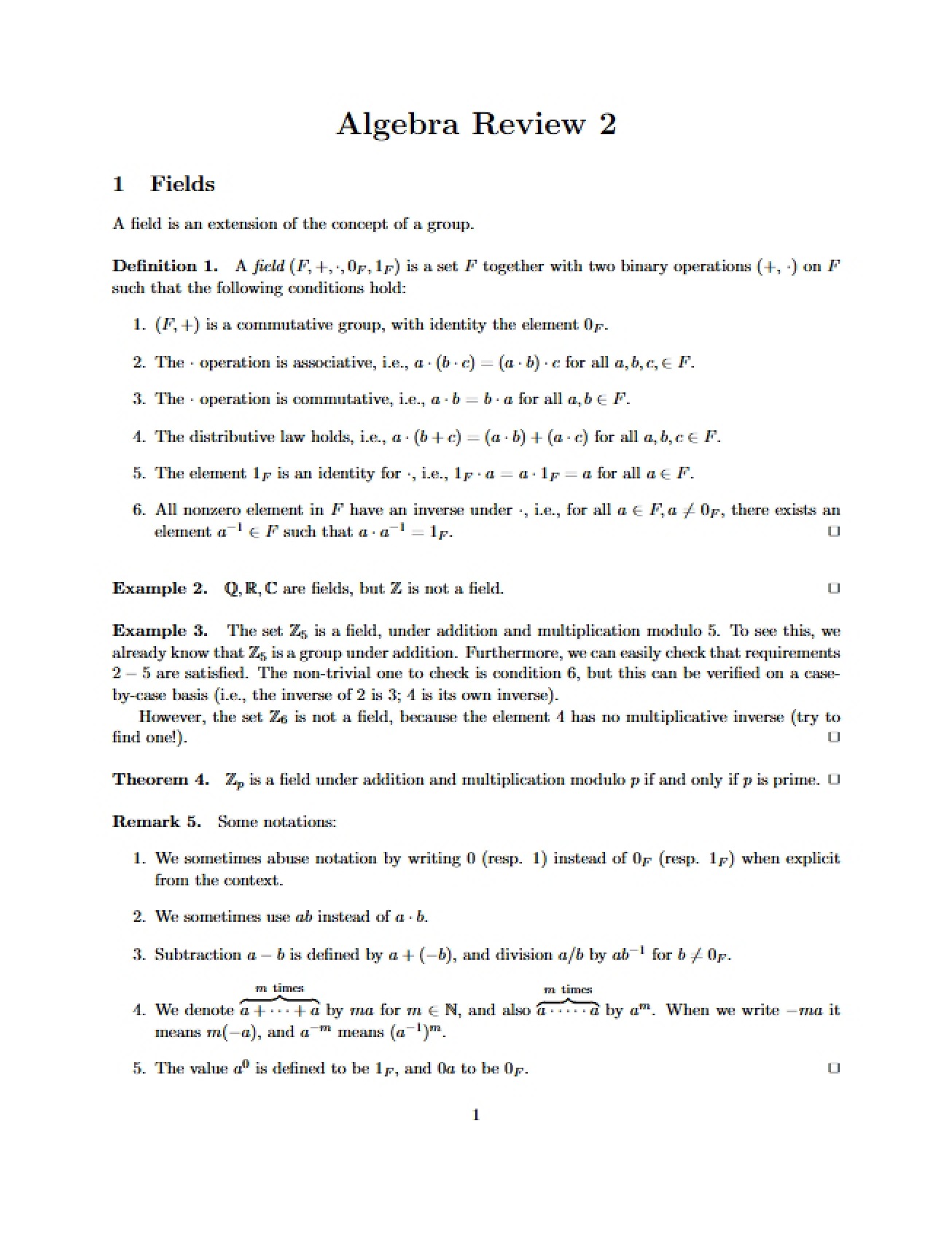 Algebra Review, Part Two