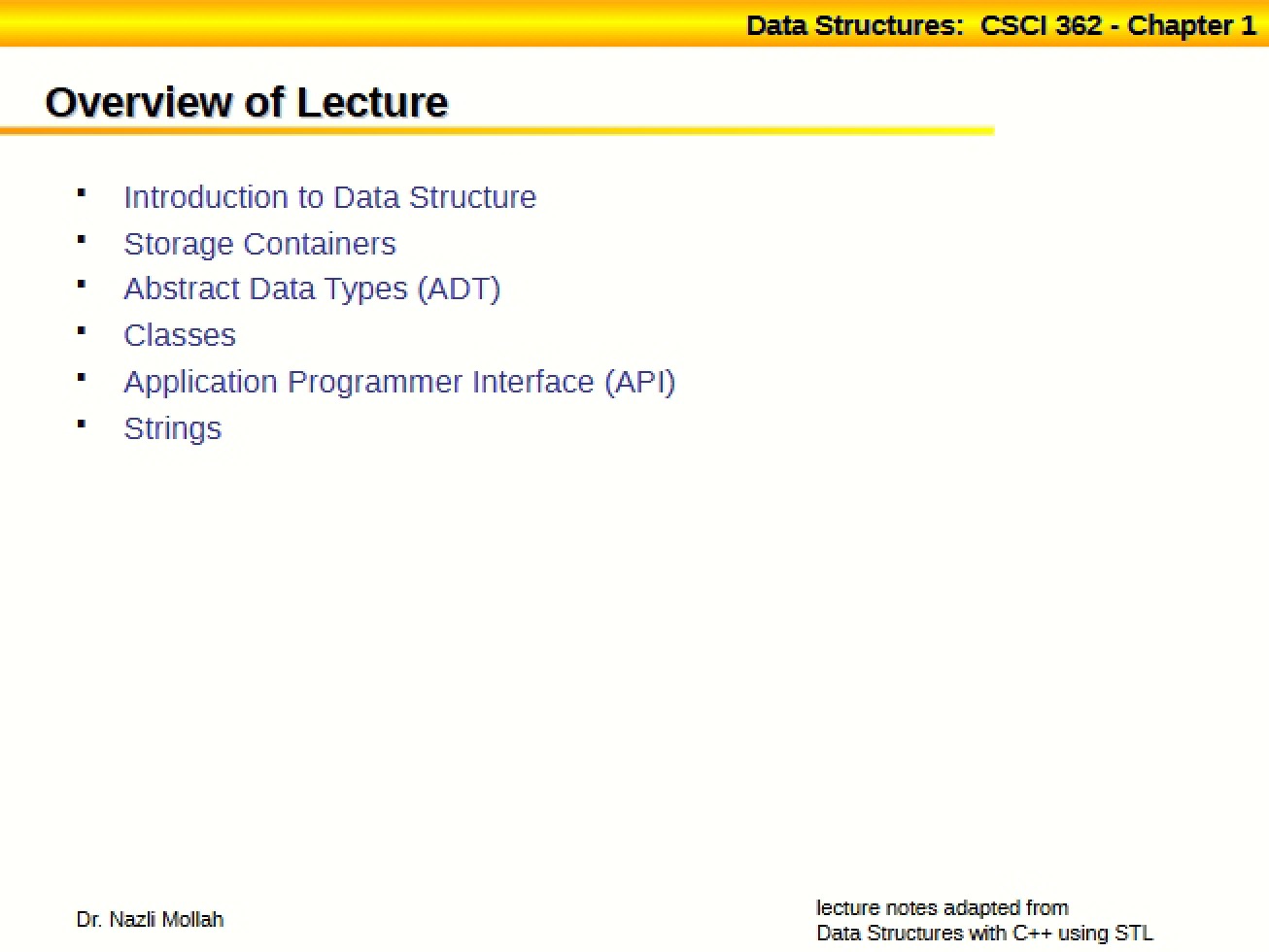 CSCI 362 Data Structures