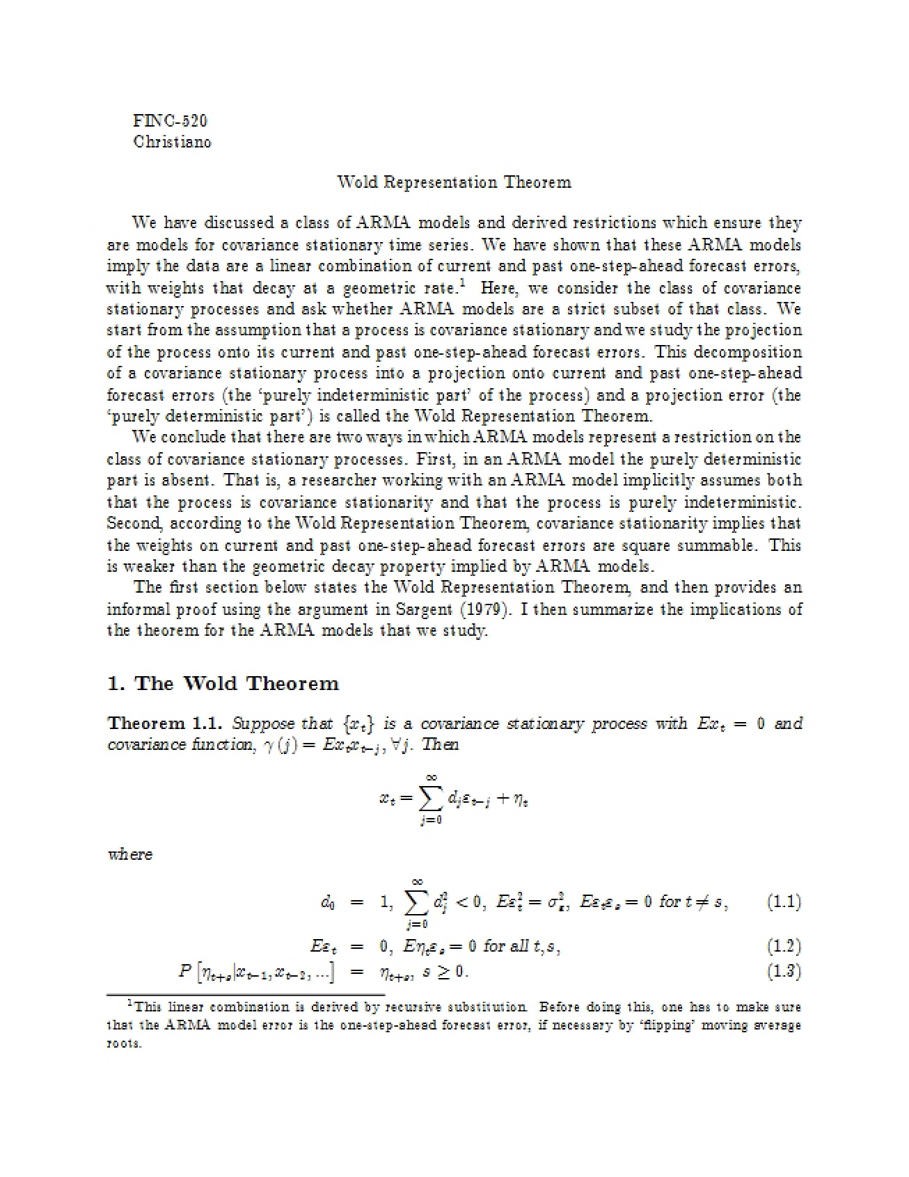 Theorem Wold Representation
