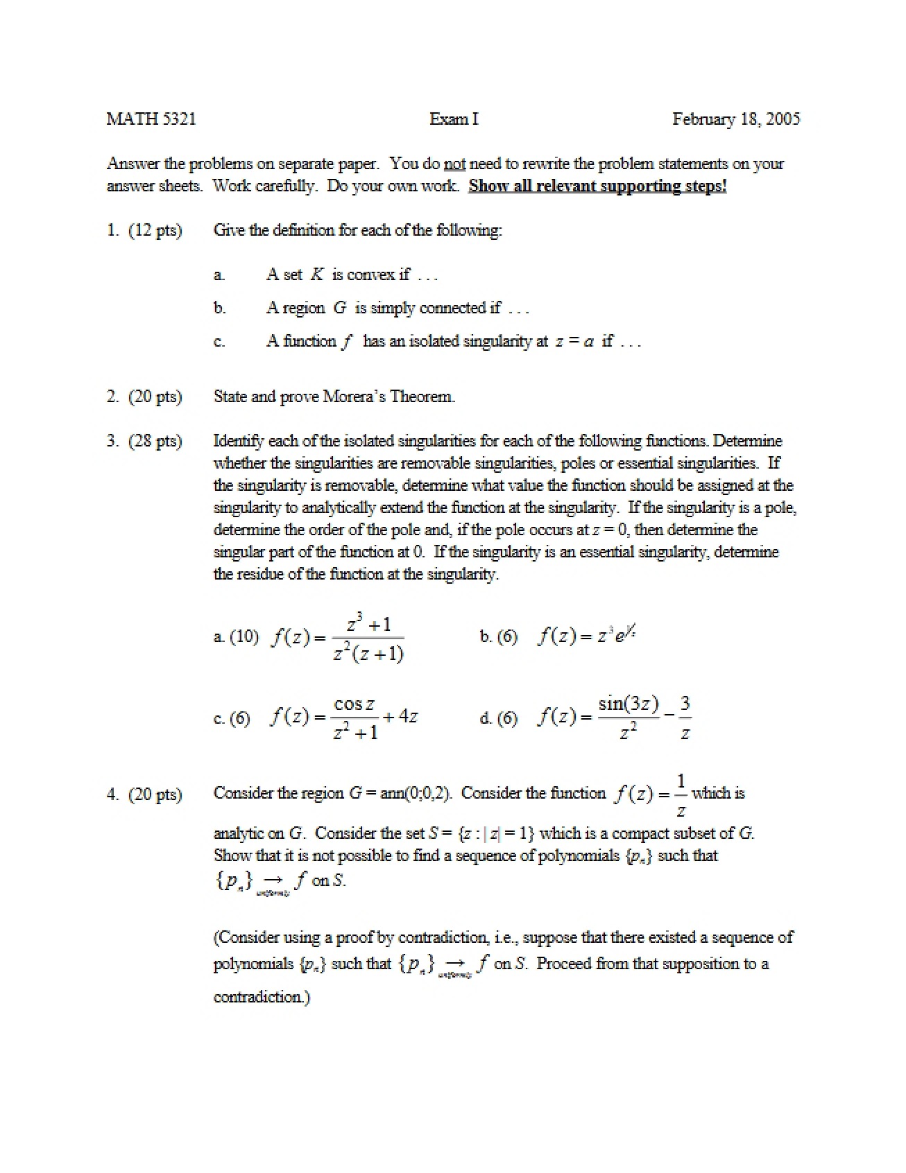 MATH 5321 Exam 1