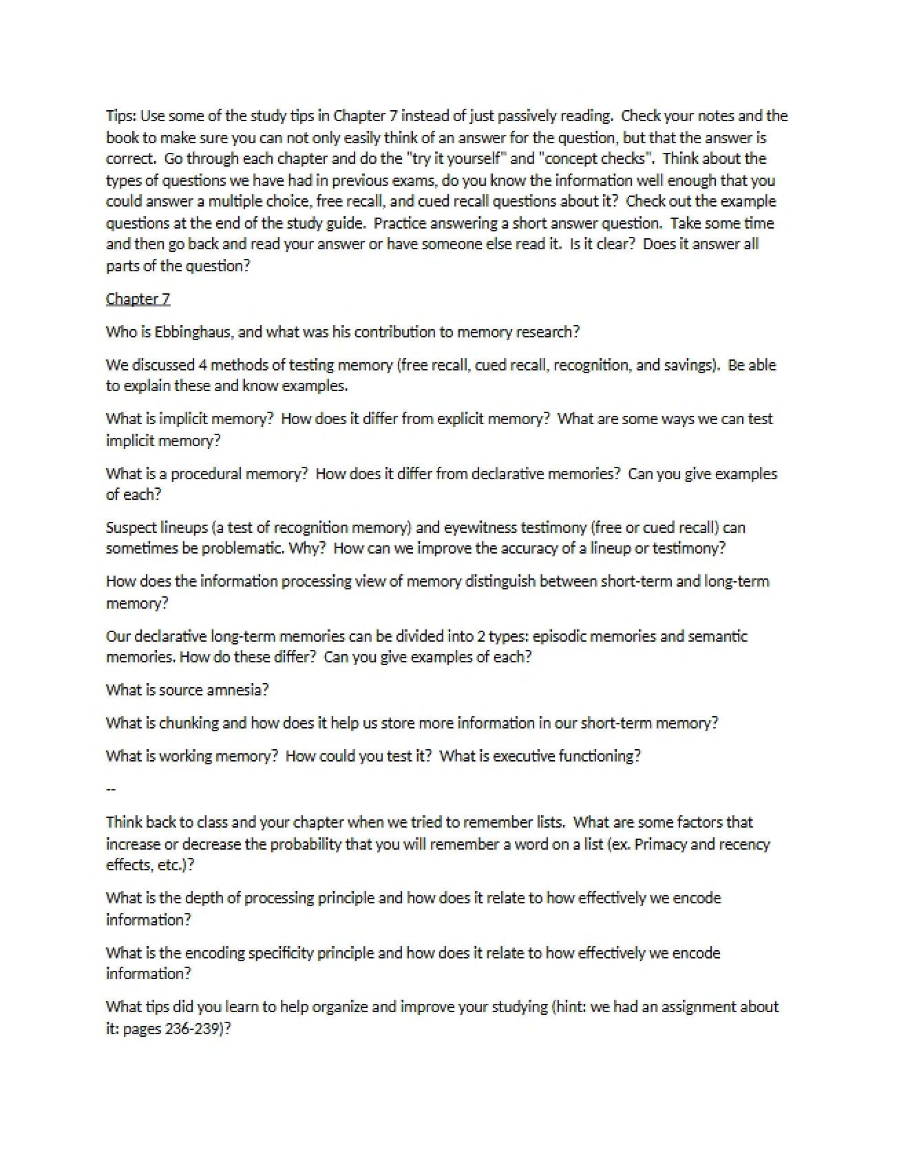 Introduction to Psychology Honors Chapter Seven