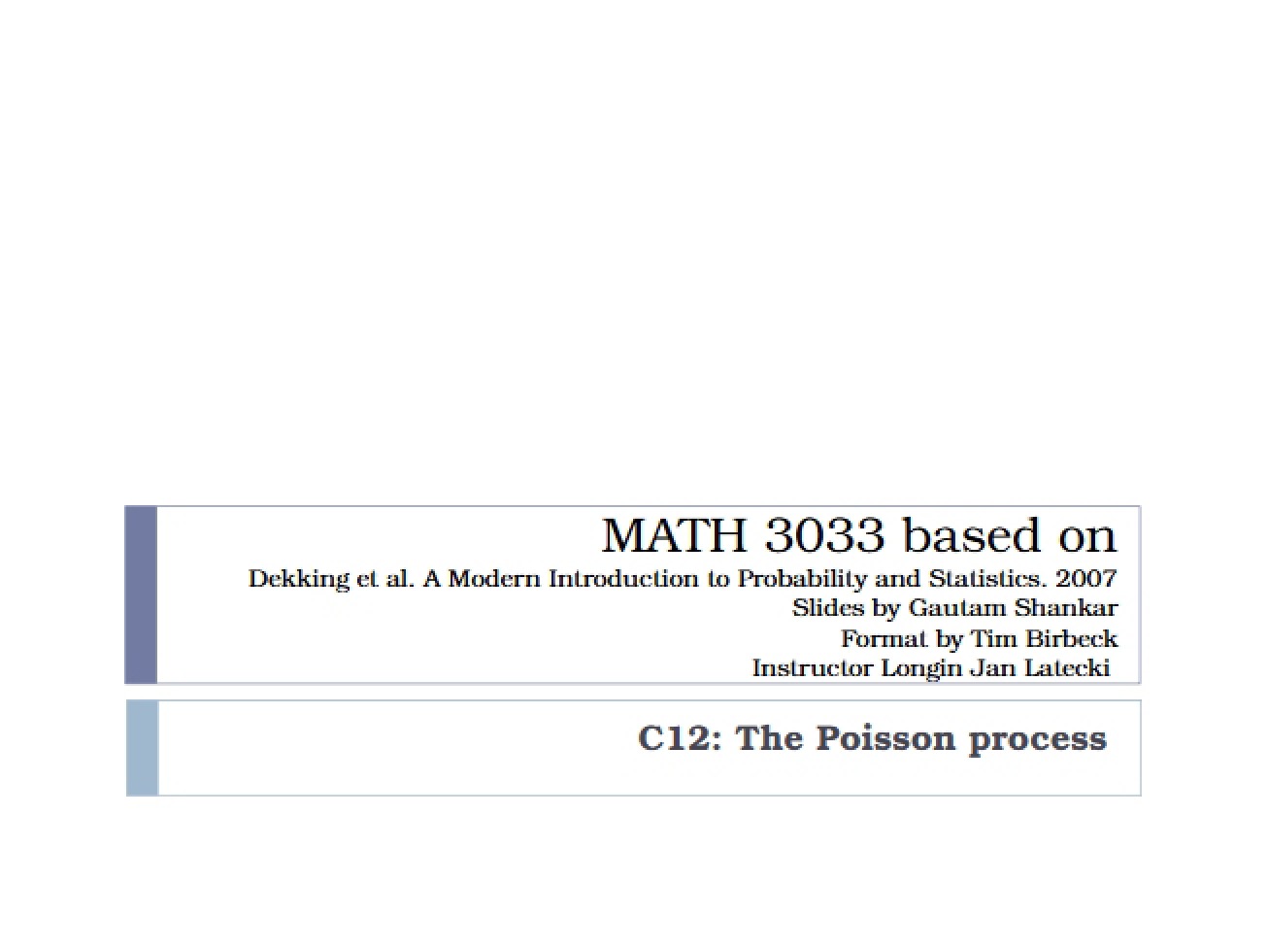 Overview of the Poisson Process
