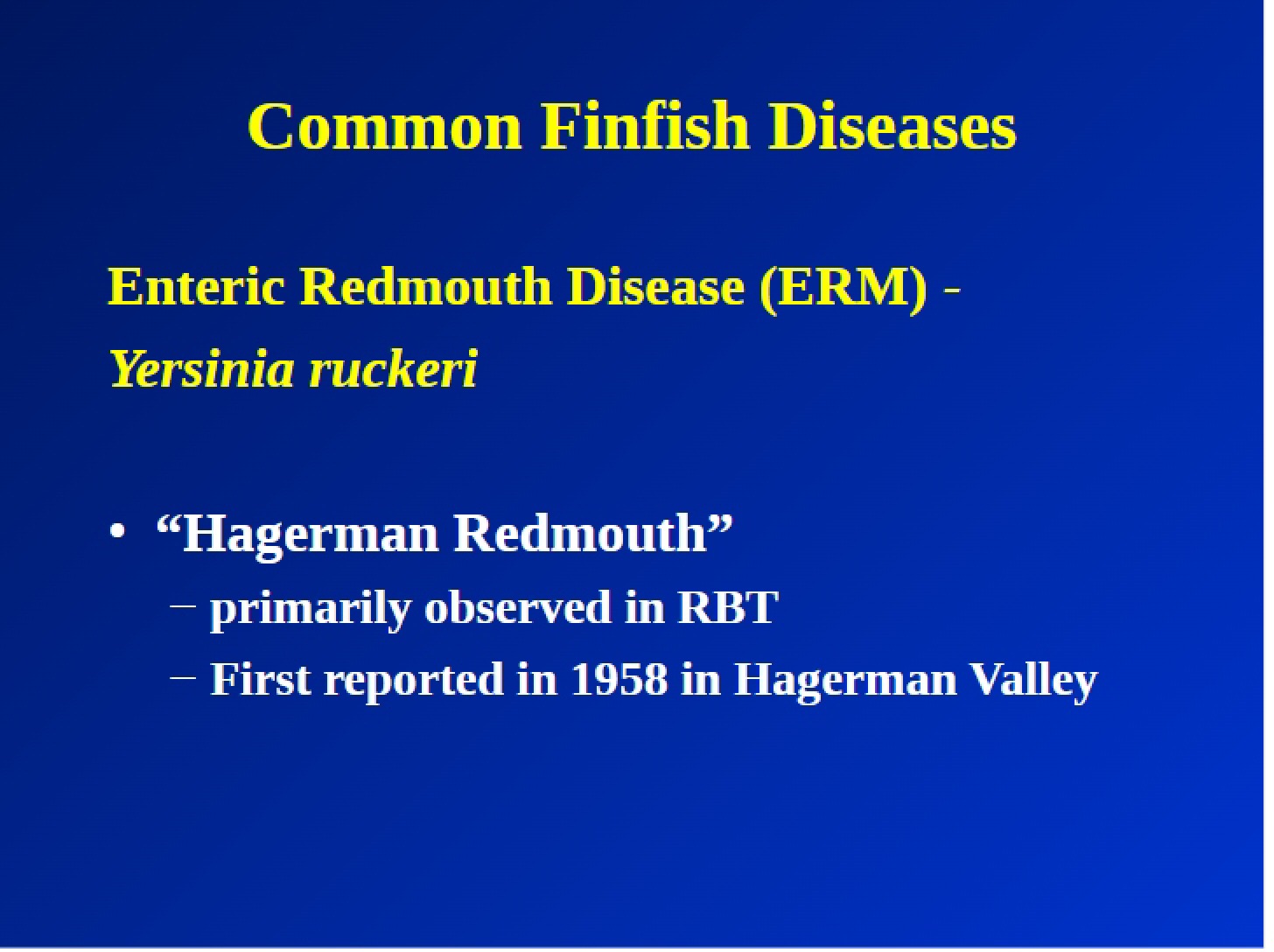 Common Finfish Diseases (Lecture 13)