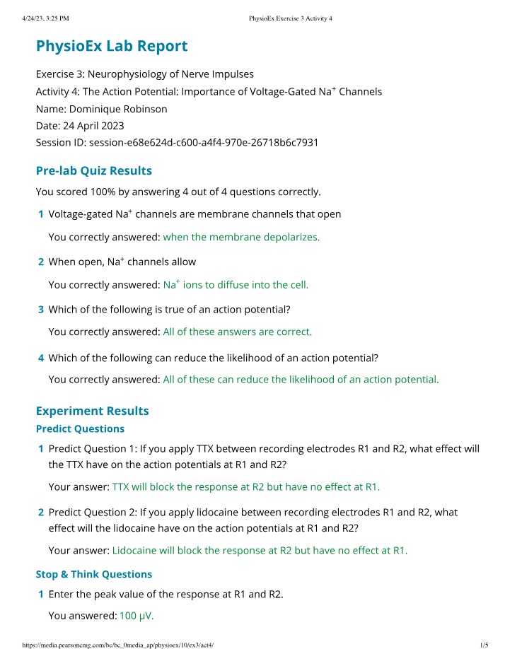 PhysioEx Lab Report Part 2
