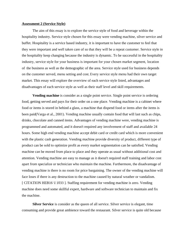 Food and Beverage Service Styles in Hospitality