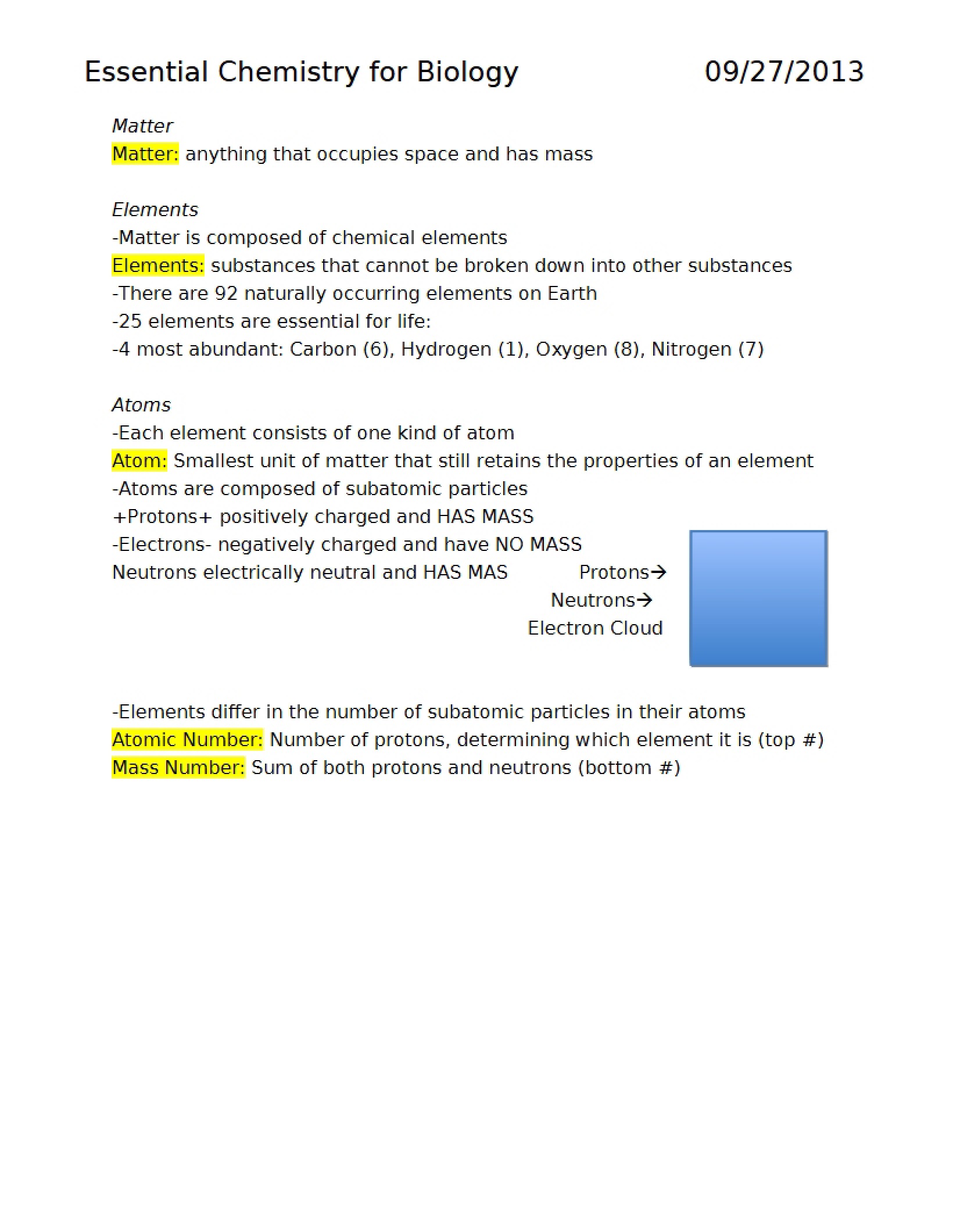 Biology Essentials Chemistry