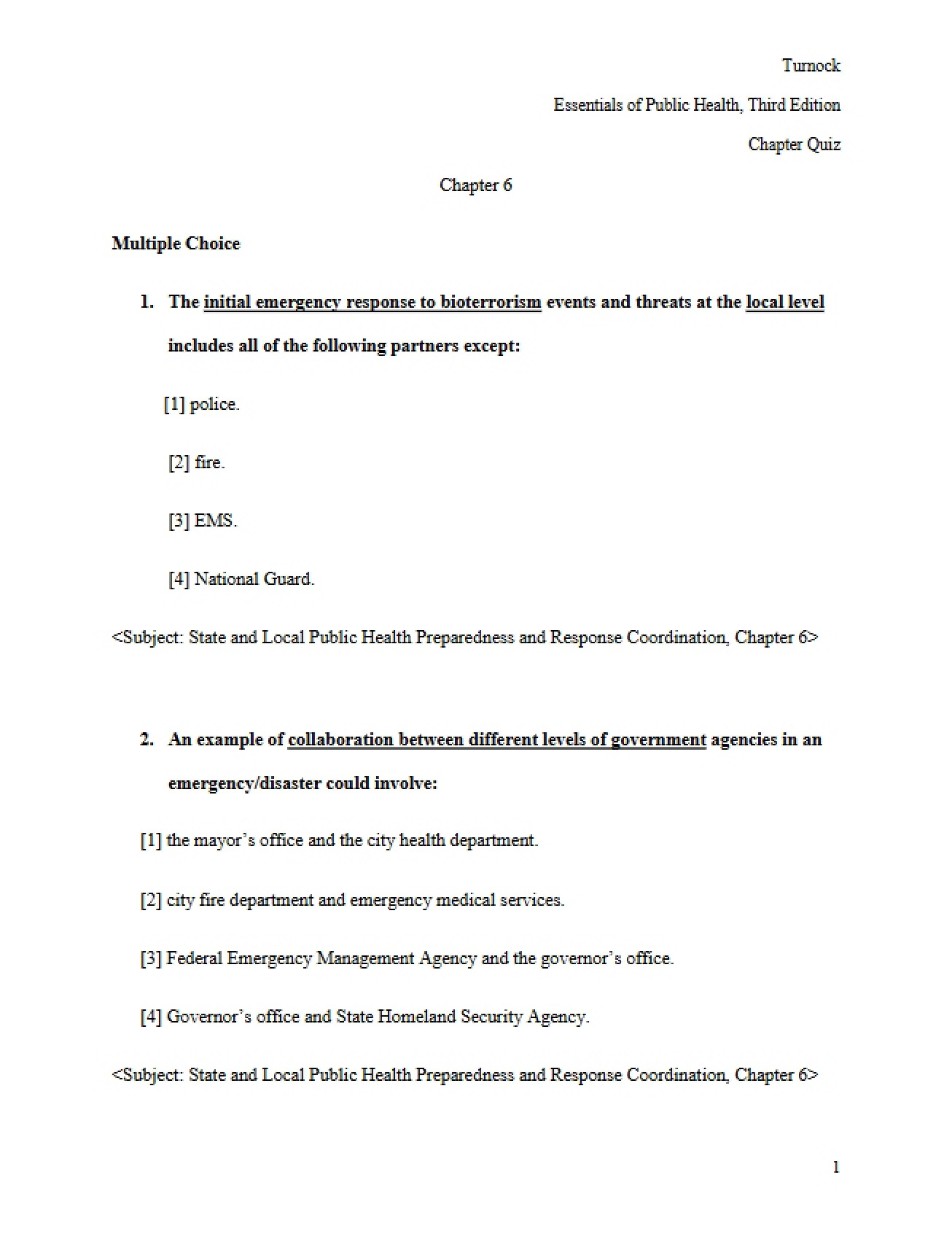 Chapter Six Quiz Blank