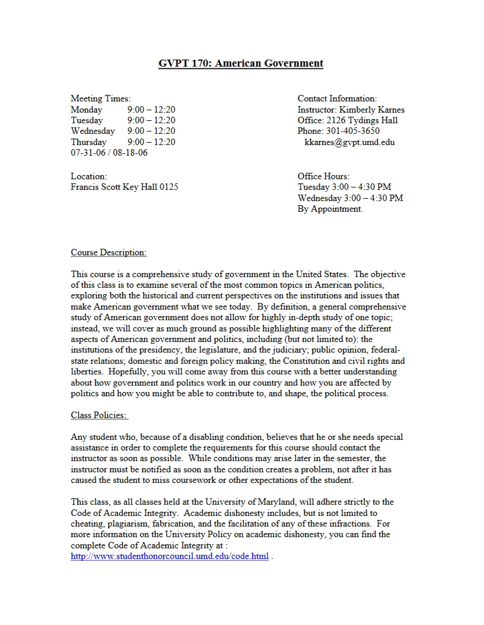 Overview of Syllabus