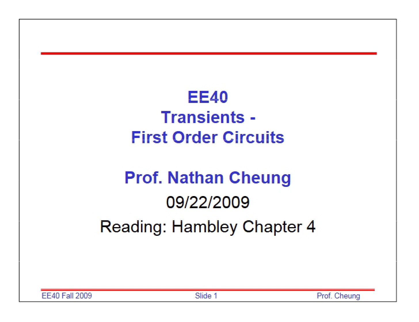 First Order Circuit Transients